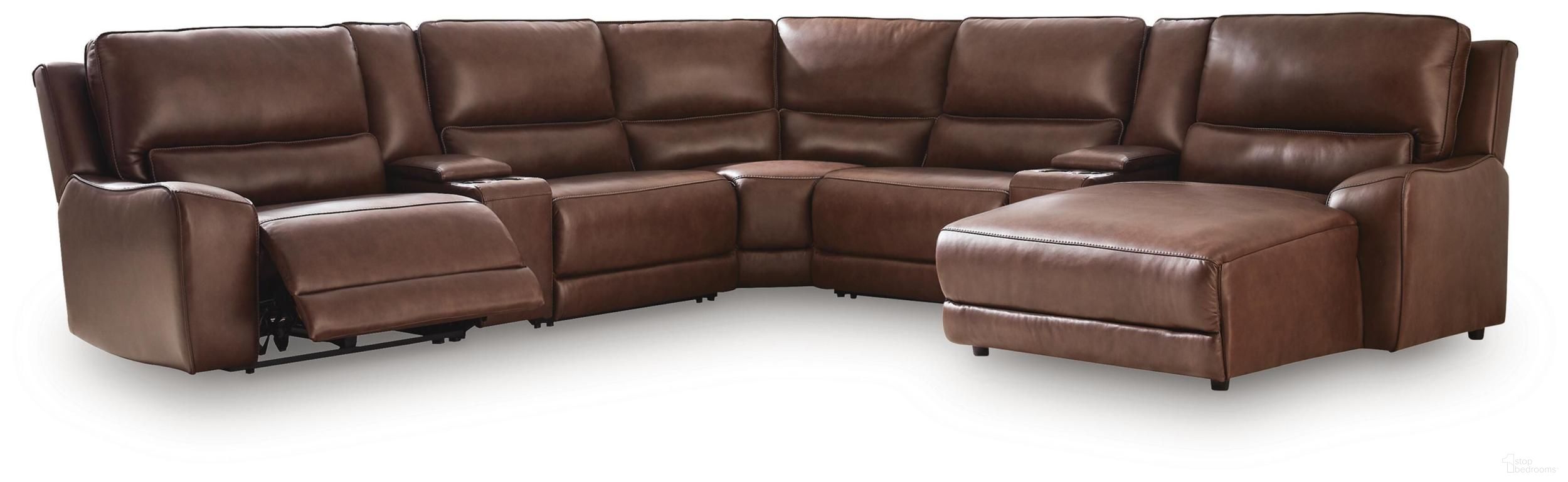Spear Hill 7-Piece Reclining Sectional with RAF Chaise and Storage Consoles In Canyon