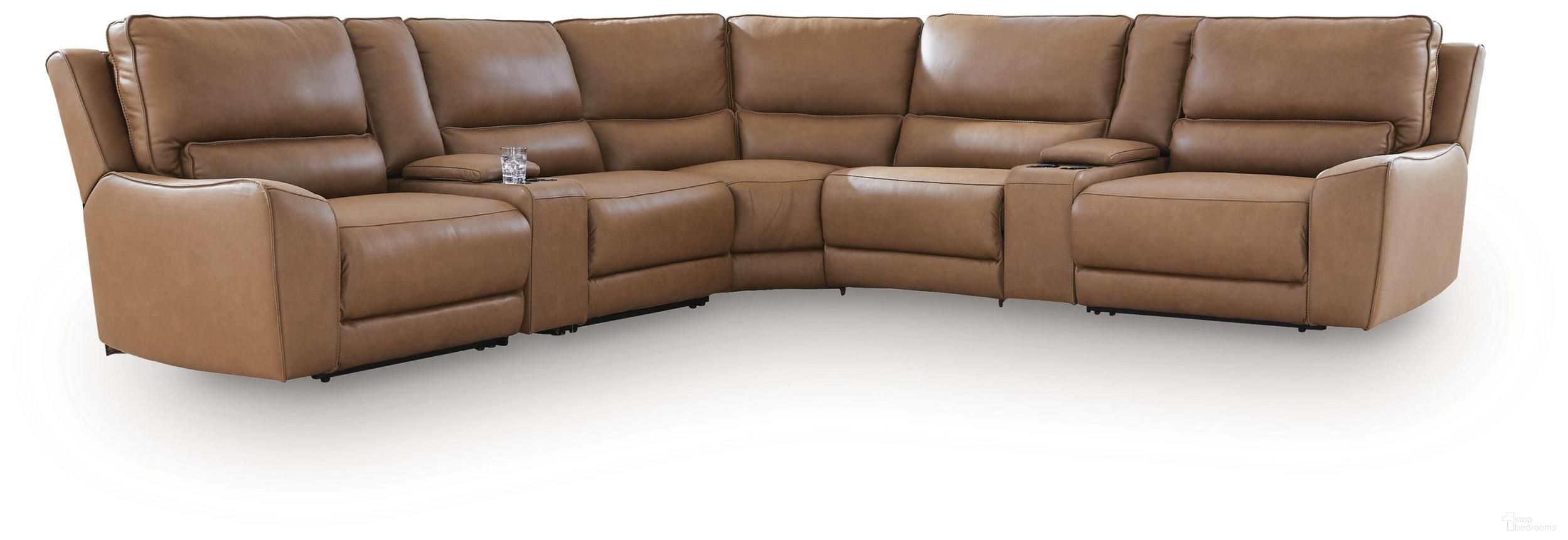 Spear Hill 7-Piece Reclining Sectional with Storage Consoles In Caramel