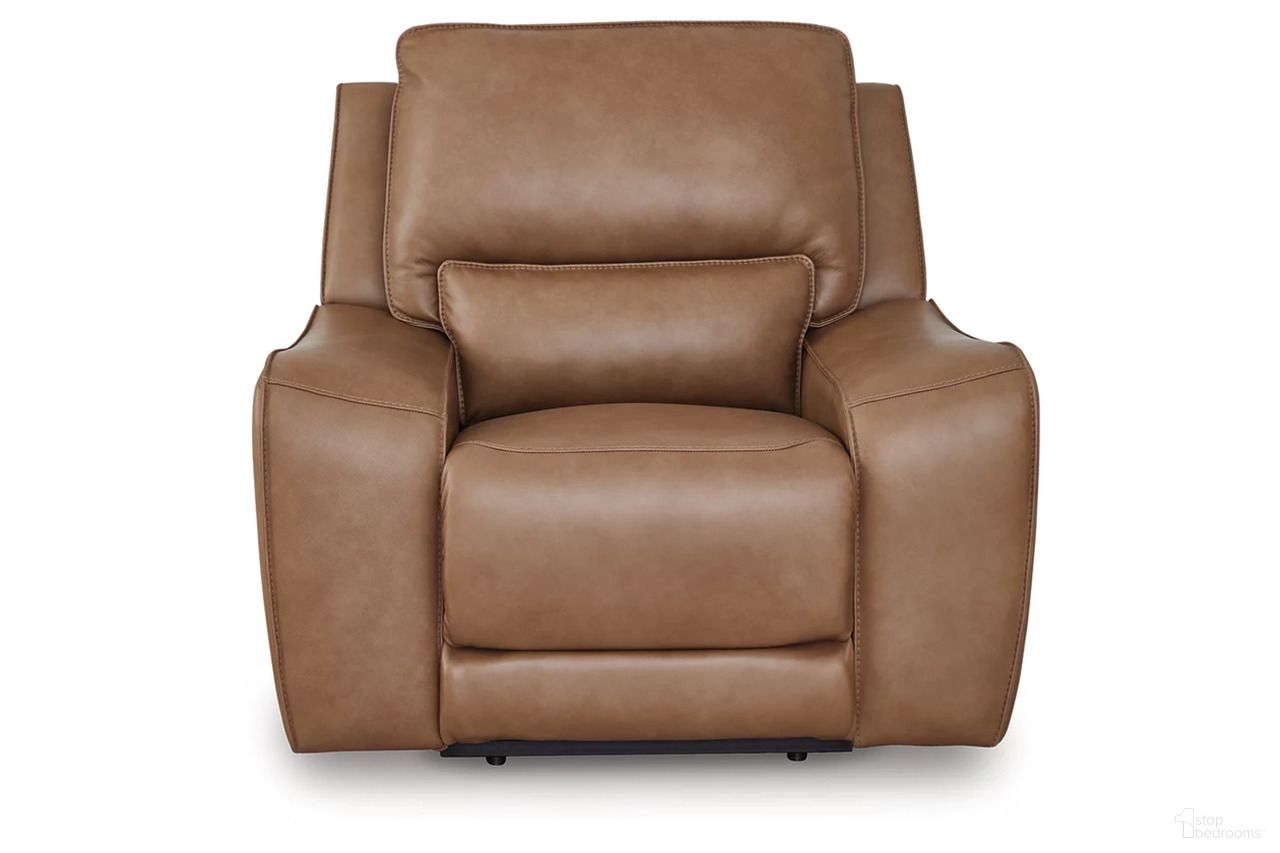 The appearance of Spear Hill Power Recliner In Caramel designed by Signature Design by Ashley in the modern / contemporary interior design. This caramel piece of furniture was selected by 1StopBedrooms from Spear Hill Collection to add a touch of cosiness and style into your home. Sku: NCU6260613. Material: Leather Match.