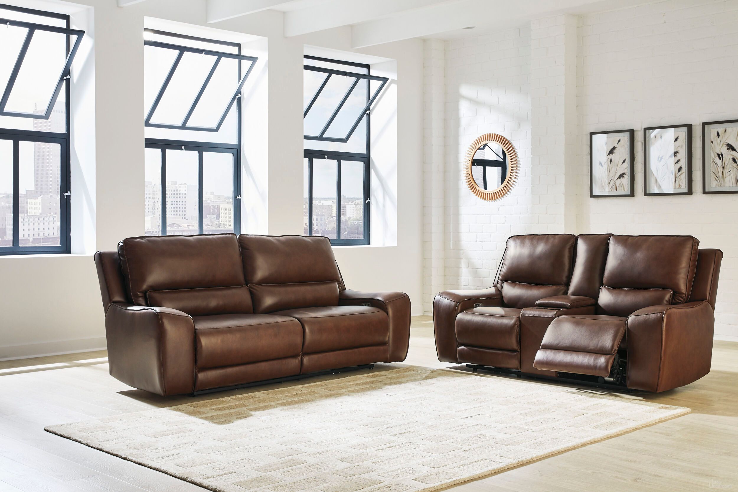 The appearance of Spear Hill Power Reclining Living Room Set In Canyon designed by Signature Design by Ashley in the modern / contemporary interior design. This canyon piece of furniture was selected by 1StopBedrooms from Spear Hill Collection to add a touch of cosiness and style into your home. Sku: NCU6260747;NCU6260718. Material: Leather Match.