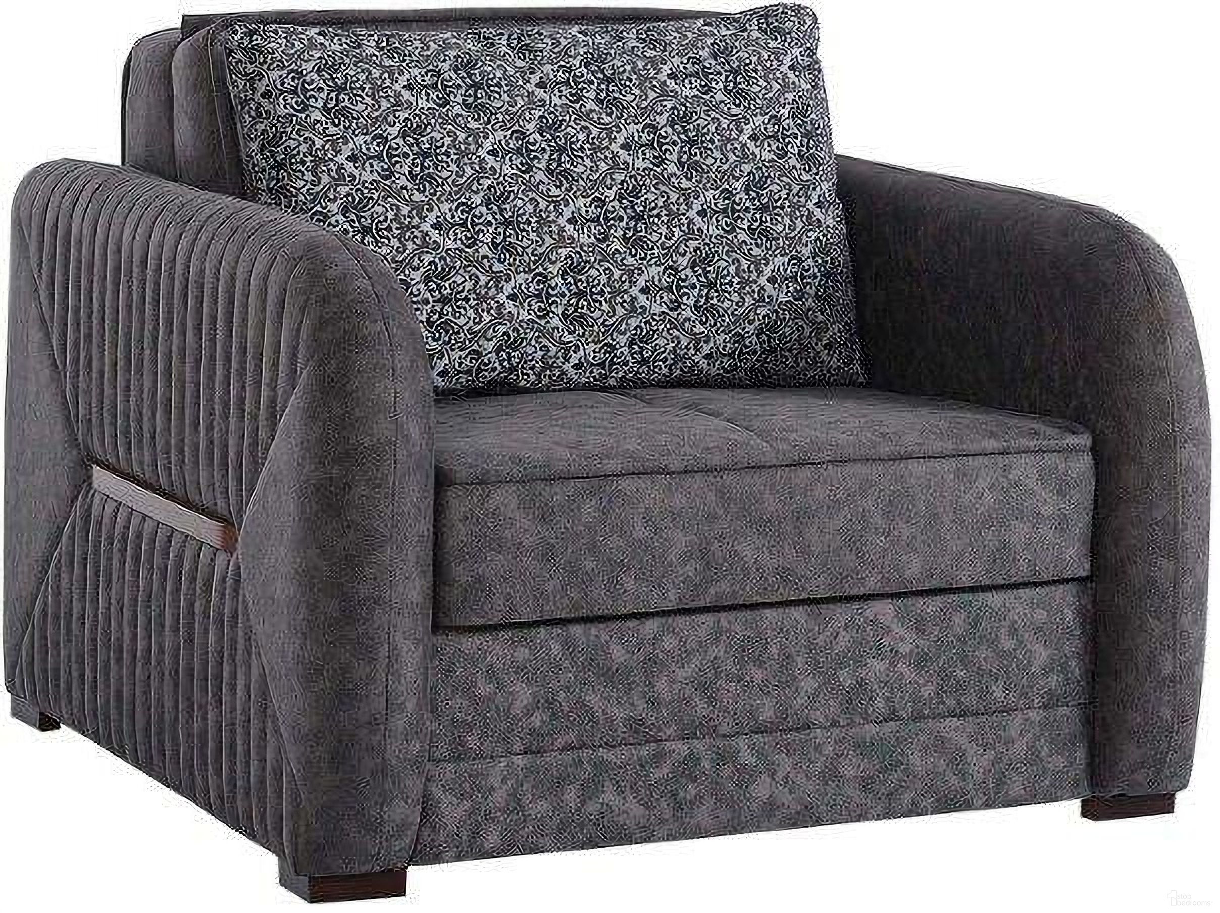 Speedy Upholstered Convertible Armchair with Storage In Gray