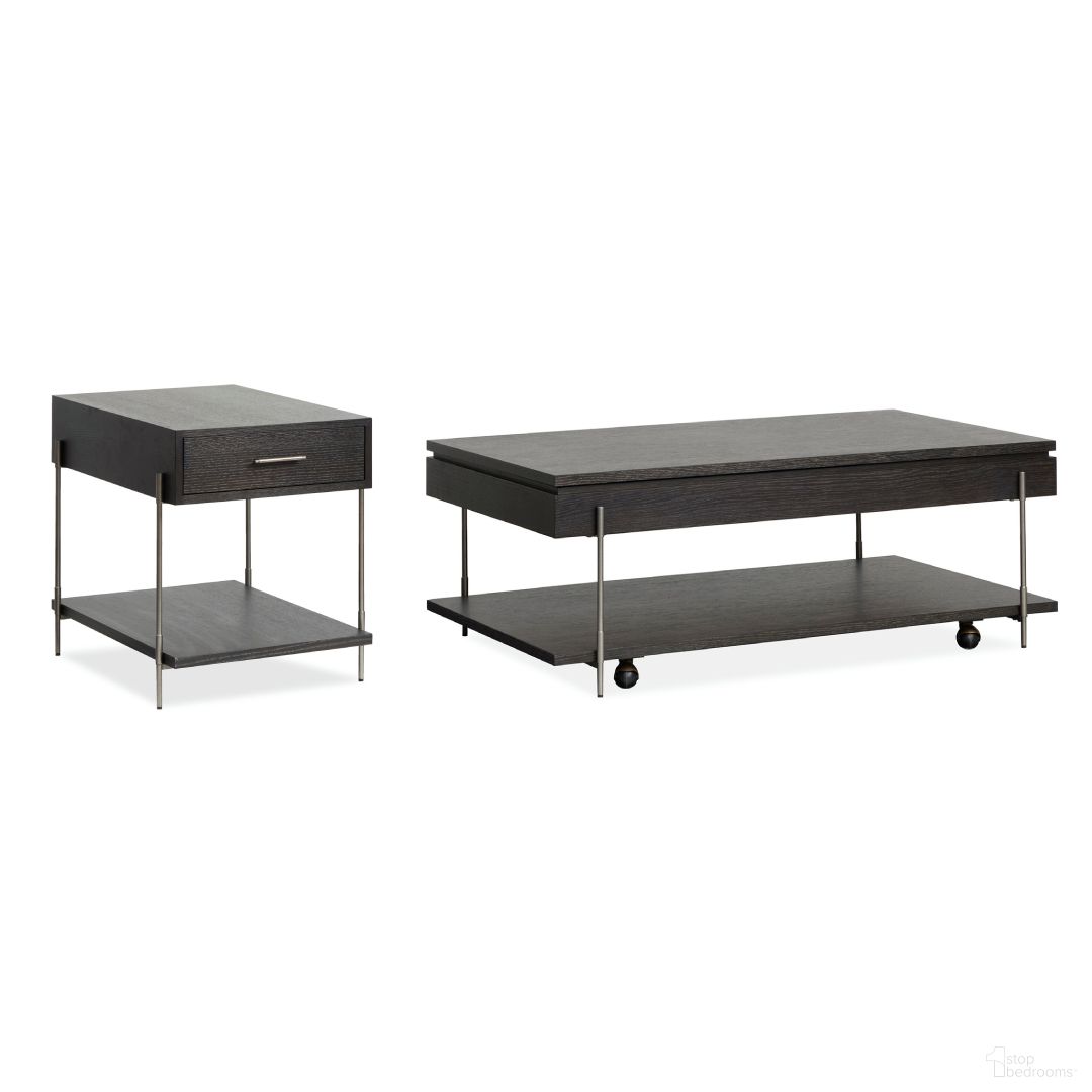 Spencer Lift Top Storage Occasional Table Set In Dark Briarsmoke