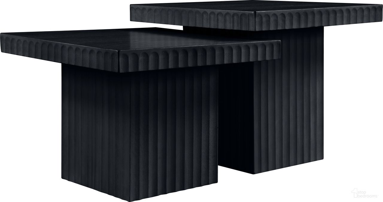Spencer Oak Veneer 2 Piece Coffee Table In Black