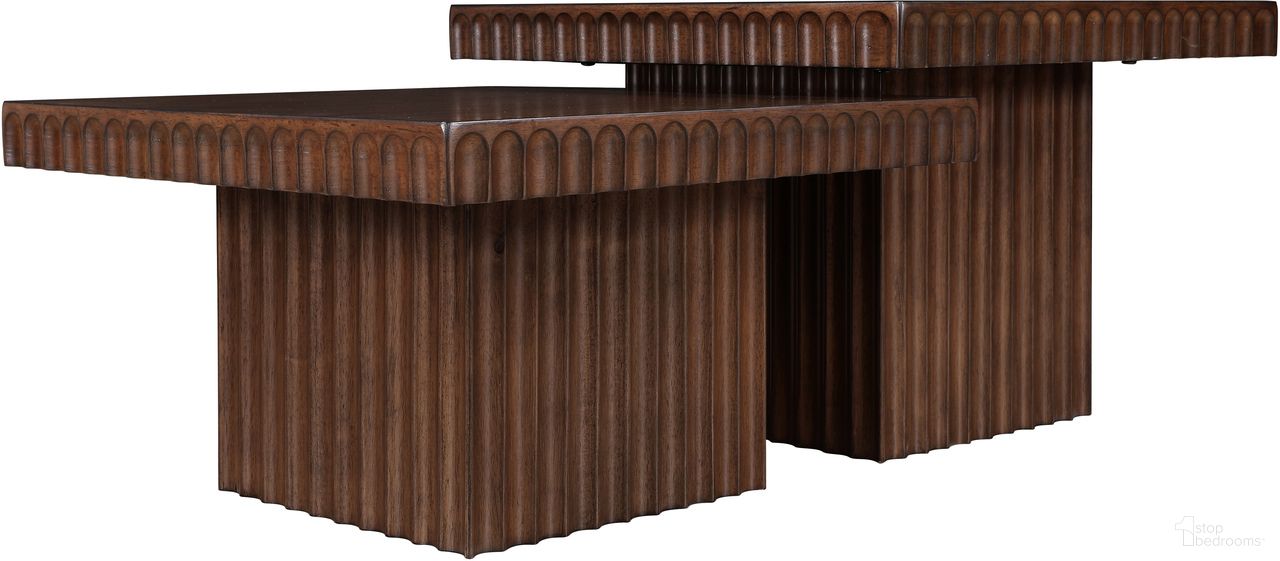 The appearance of Spencer Oak Veneer 2 Piece Coffee Table In Brown designed by Meridian in the modern / contemporary interior design. This brown piece of furniture was selected by 1StopBedrooms from Spencer Collection to add a touch of cosiness and style into your home. Sku: 253Brown-CT12;253Brown-CT15. Material: Rubberwood.