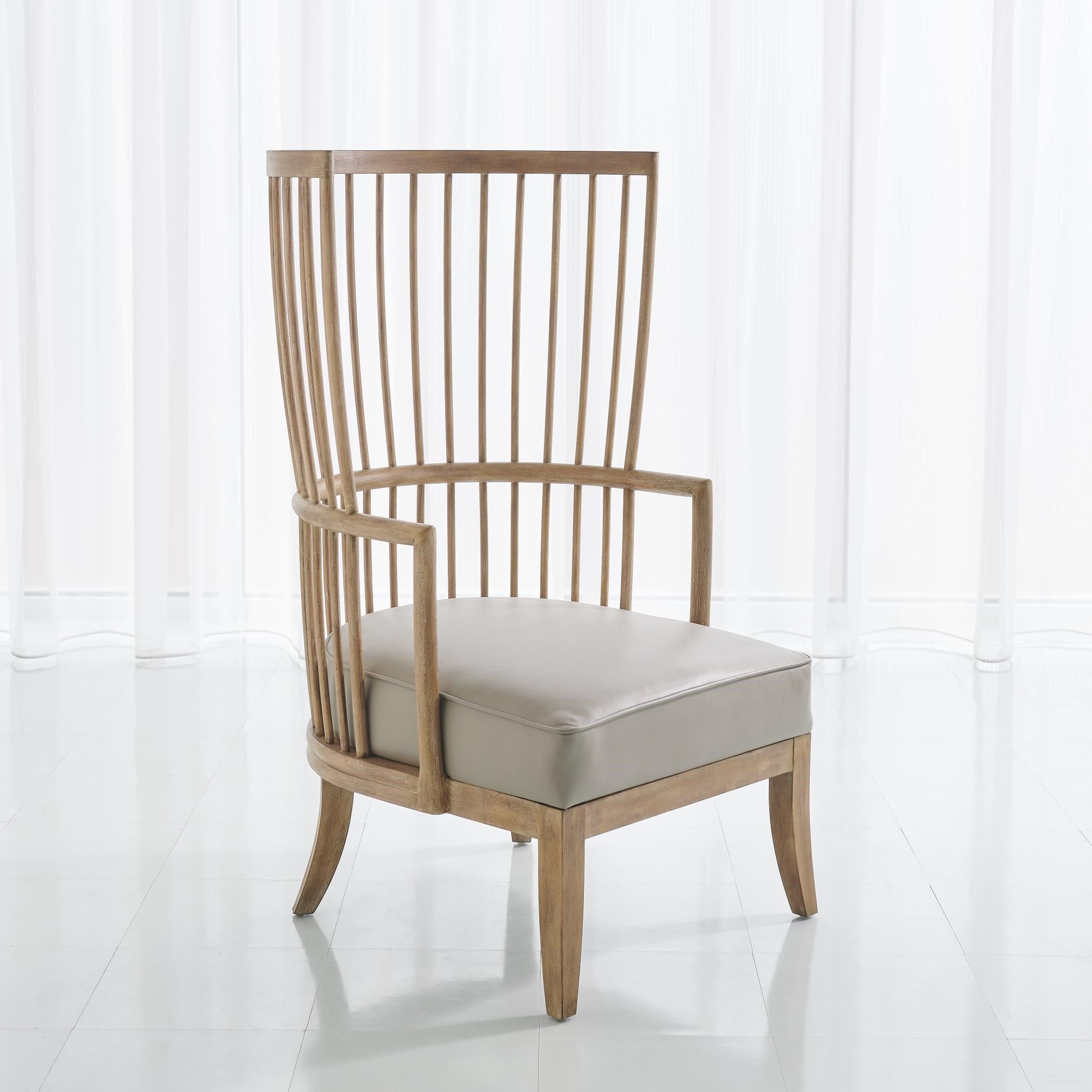 The appearance of Spindle Wing Chair In Grey Leather designed by Global Views in the modern / contemporary interior design. This gray piece of furniture was selected by 1StopBedrooms from Spindle Collection to add a touch of cosiness and style into your home. Sku: 720193. Material: Wood.