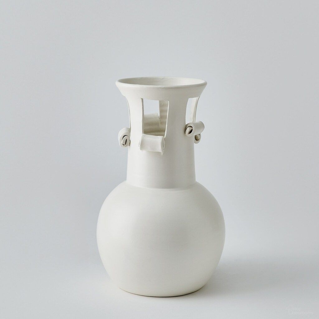 The appearance of Spiral Small Handle Vase In Matte White designed by Global Views in the modern / contemporary interior design. This matte white piece of furniture  was selected by 1StopBedrooms from Spiral Collection to add a touch of cosiness and style into your home. Sku: 331951. Material: Iron.