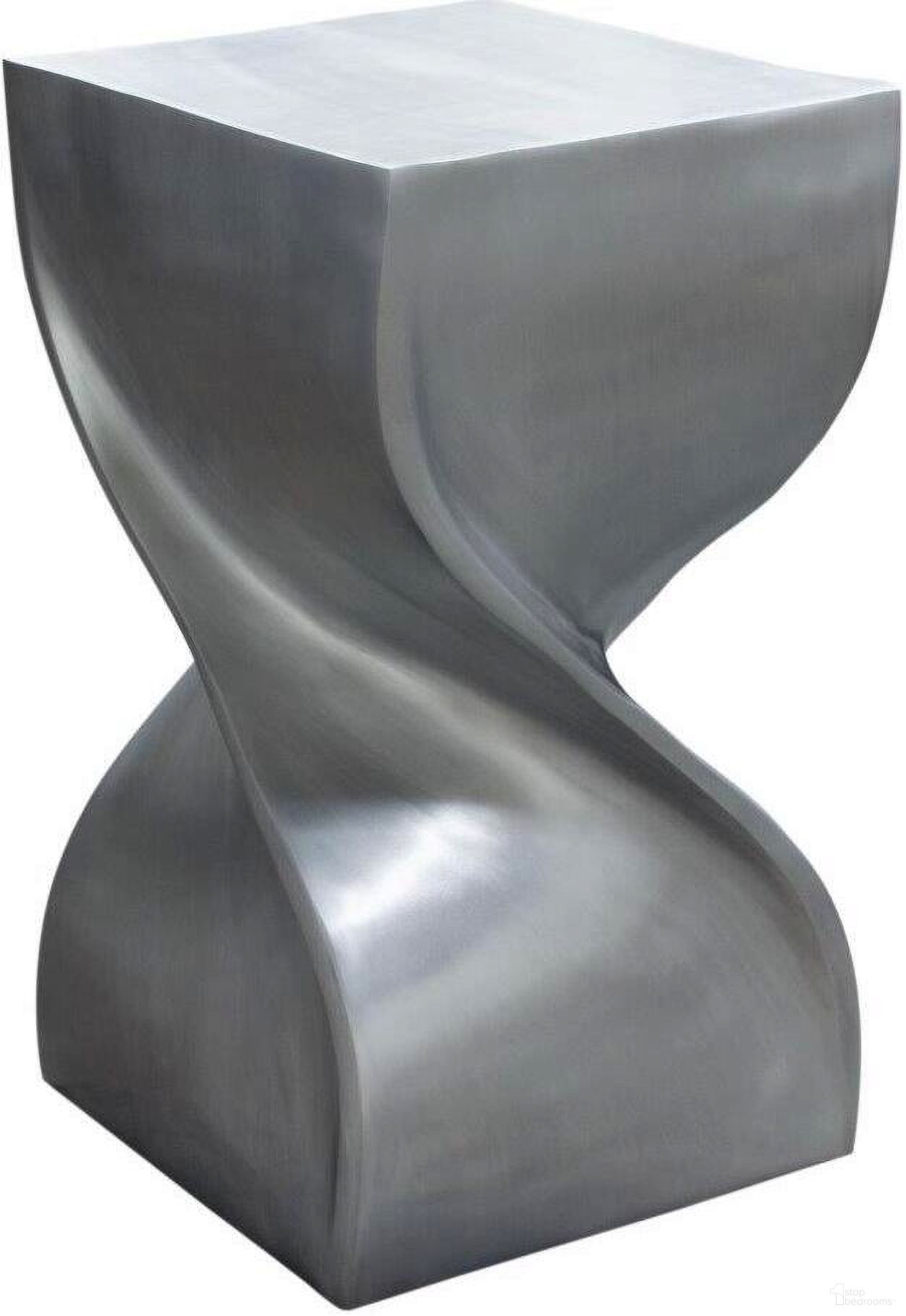 Spire Square Accent Table In Casted Aluminum In Nickel Finish