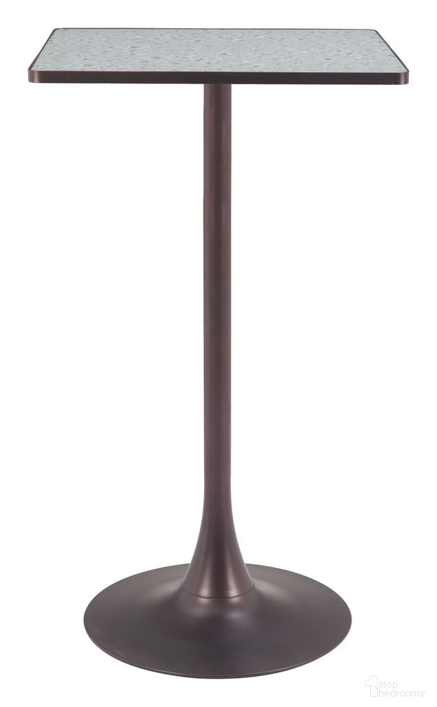 The appearance of Spot Bar Table In Gray and Bronze designed by Zuo Modern in the modern / contemporary interior design. This gray piece of furniture was selected by 1StopBedrooms from Spot Collection to add a touch of cosiness and style into your home. Sku: 110410. Table Top Shape: Square. Material: MDF.
