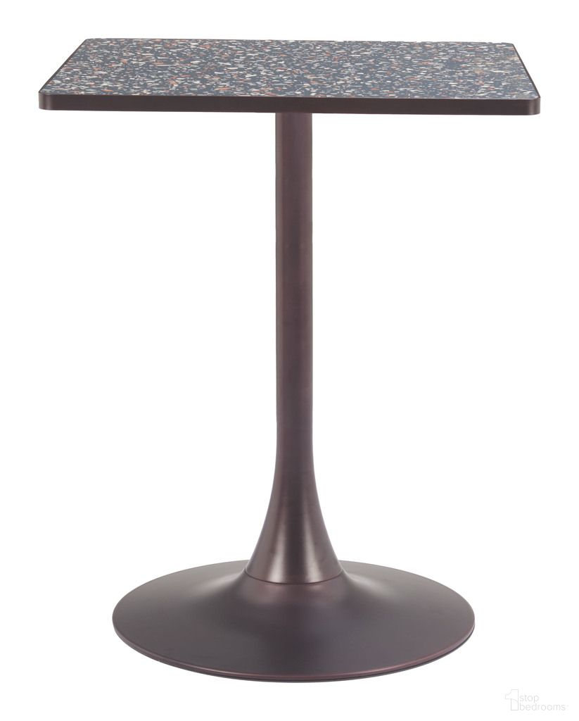 The appearance of Spot Bistro Table In Black and Bronze designed by Zuo Modern in the modern / contemporary interior design. This black/bronze piece of furniture was selected by 1StopBedrooms from Spot Collection to add a touch of cosiness and style into your home. Sku: 110411. Table Top Shape: Square. Material: MDF.