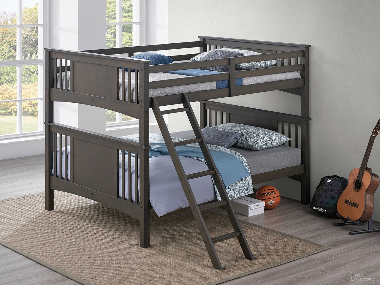Spring Creek Full Over Full Bunk Bed In Stain Gray