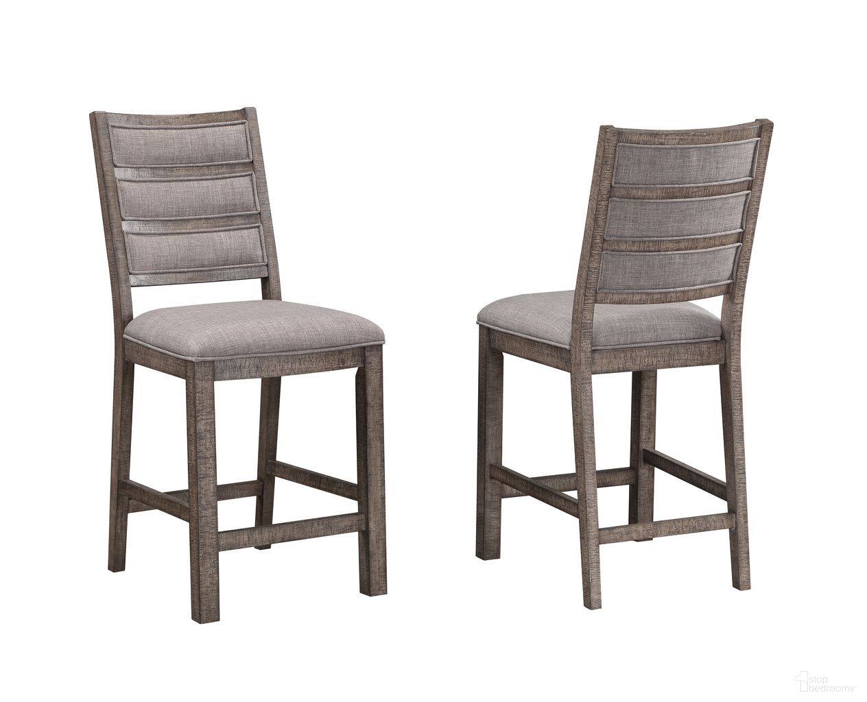 The appearance of Spring Haven High Back Stationary Counter Stool In Dark Distressed - Set of 2 designed by ECI in the modern / contemporary interior design. This distressed piece of furniture  was selected by 1StopBedrooms from Spring Haven Collection to add a touch of cosiness and style into your home. Sku: 1378-40-HBC2. Material: Solid Hardwood & Veneers.
