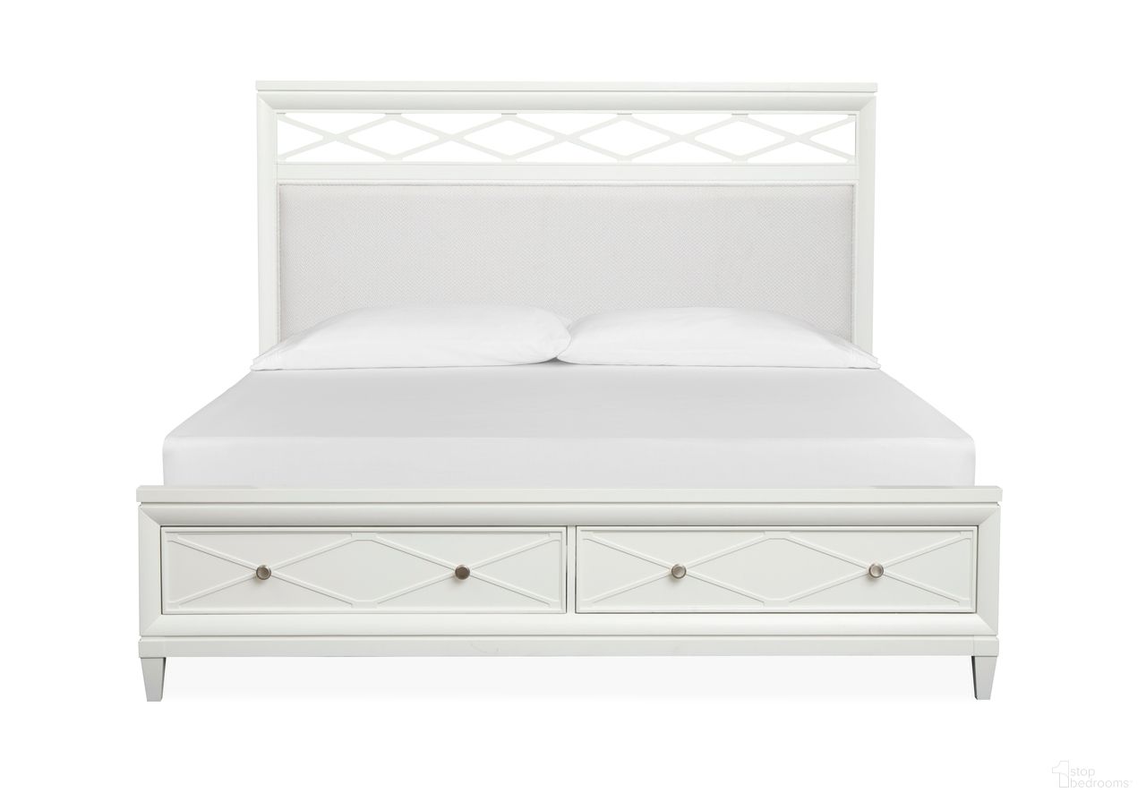 Springhouse California King Upholstered Panel Storage Bed In Whisper White