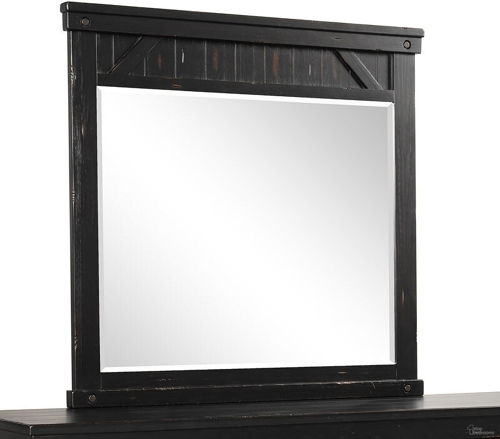 The appearance of Spruce Creek Black Mirror designed by Bernell in the transitional interior design. This black piece of furniture was selected by 1StopBedrooms from Spruce Collection to add a touch of cosiness and style into your home. Sku: 1708-140. Material: Pine.