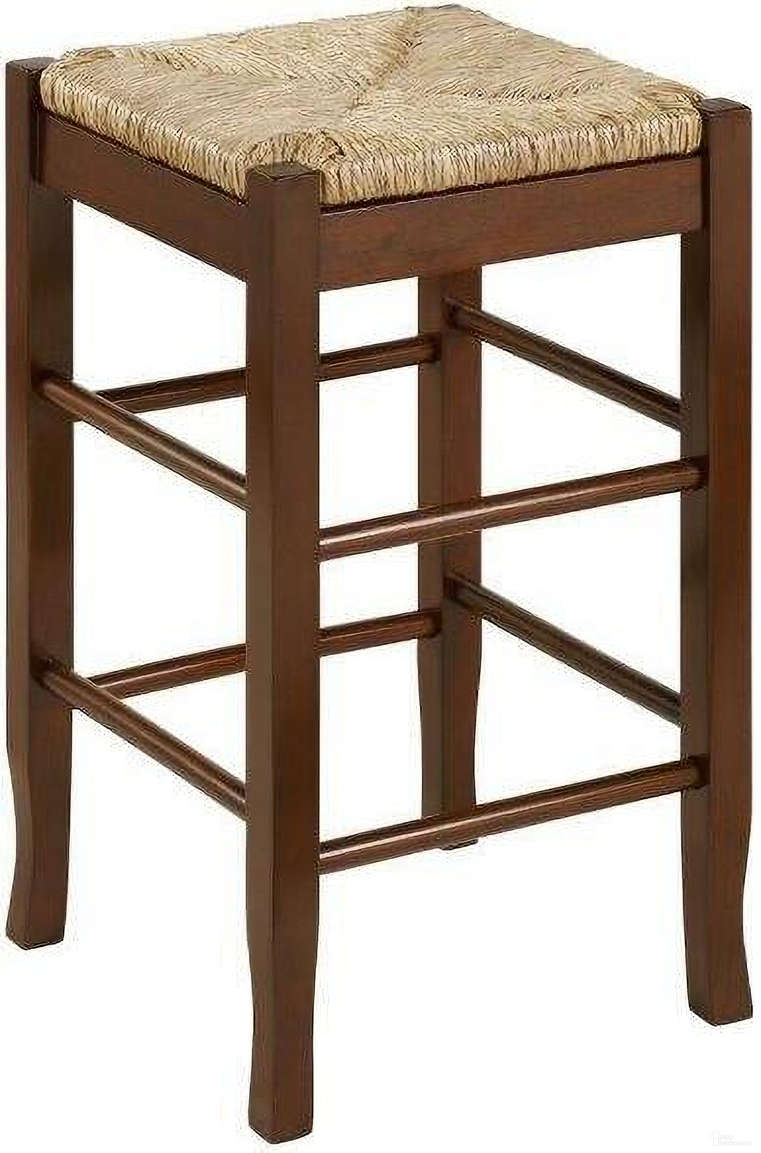 Square 24 Inch Rush Backless Counter Stool In Cappuccino