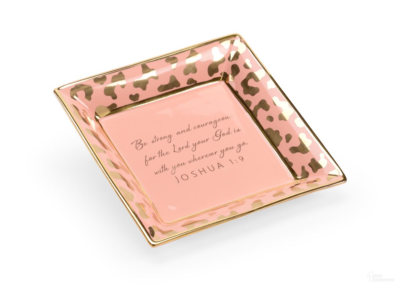 The appearance of Square Jungle Verse Plate In Pink and Gold designed by Chelsea House in the modern / contemporary interior design. This pink and gold piece of furniture  was selected by 1StopBedrooms from Shayla Copas Collection to add a touch of cosiness and style into your home. Sku: 384926. Material: Ceramic.