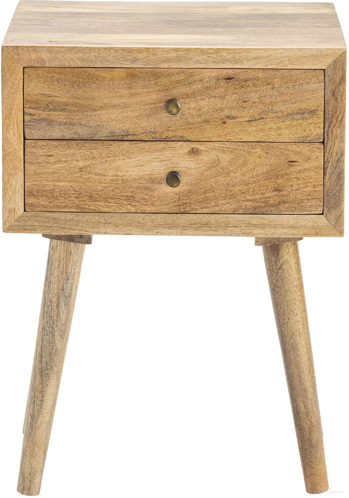Square Mango Wood 2 Drawer Accent Table In Brown