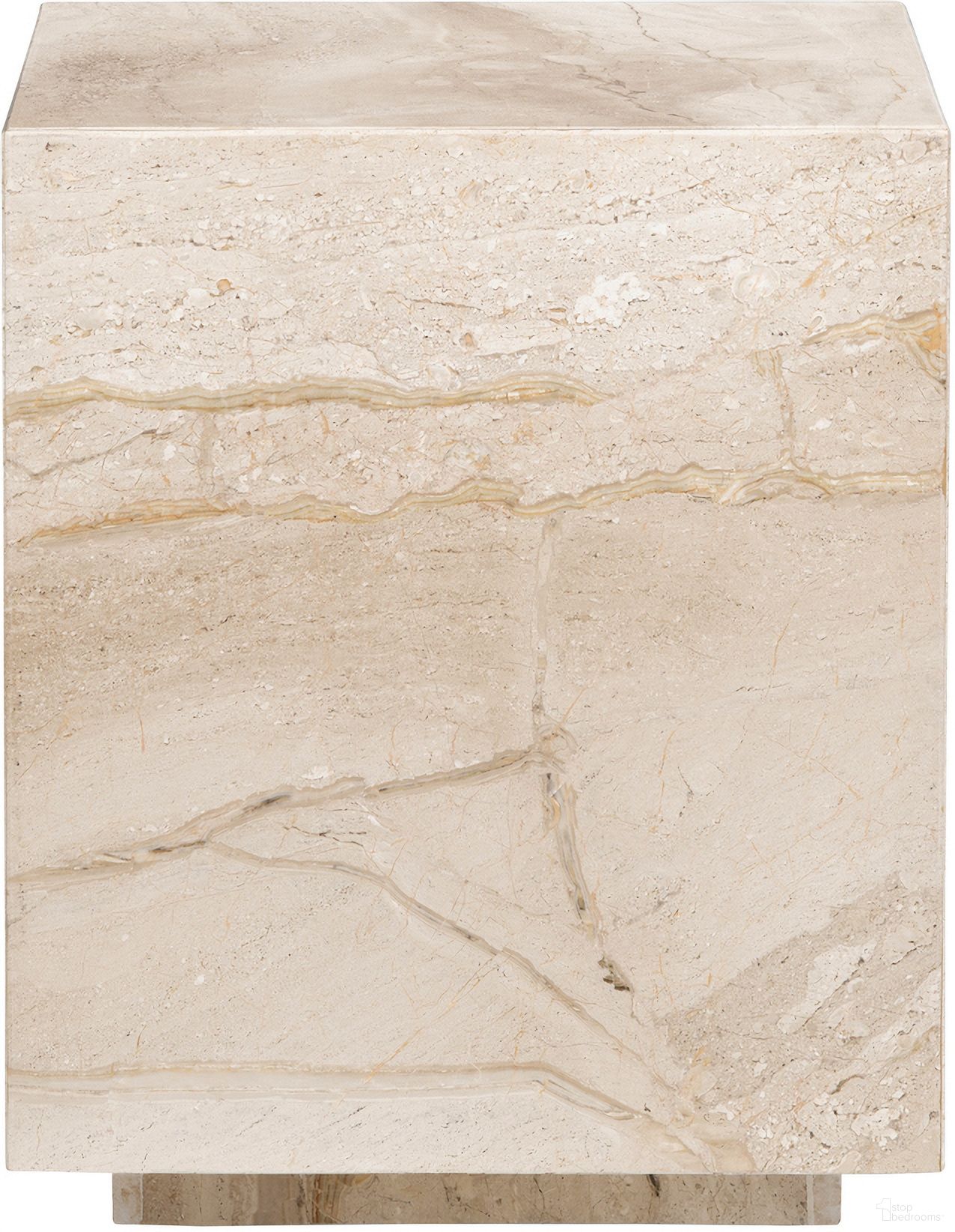 Square Marble Accent/End Table In Brown and Beige