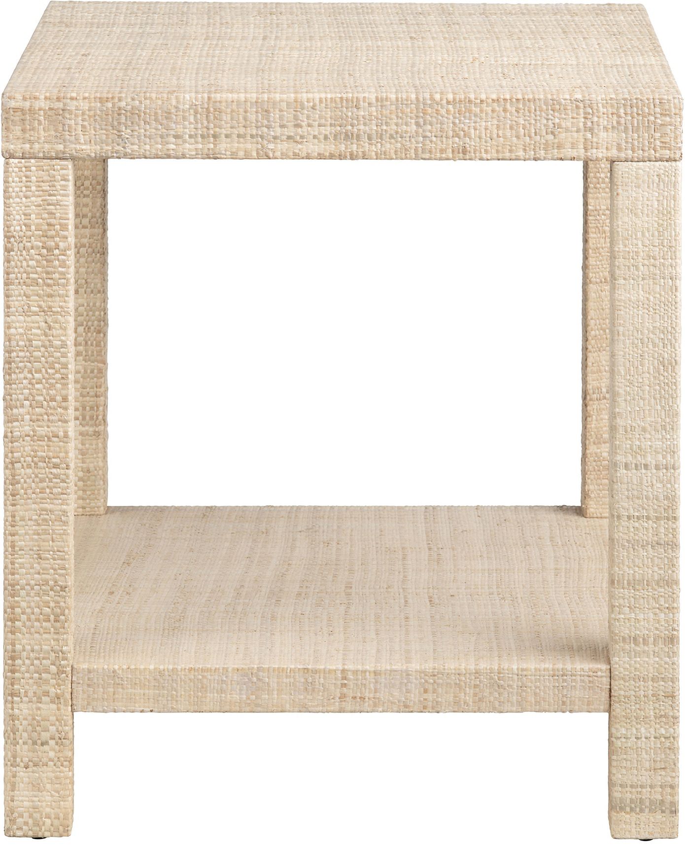 Square Rafia End Table In Tan