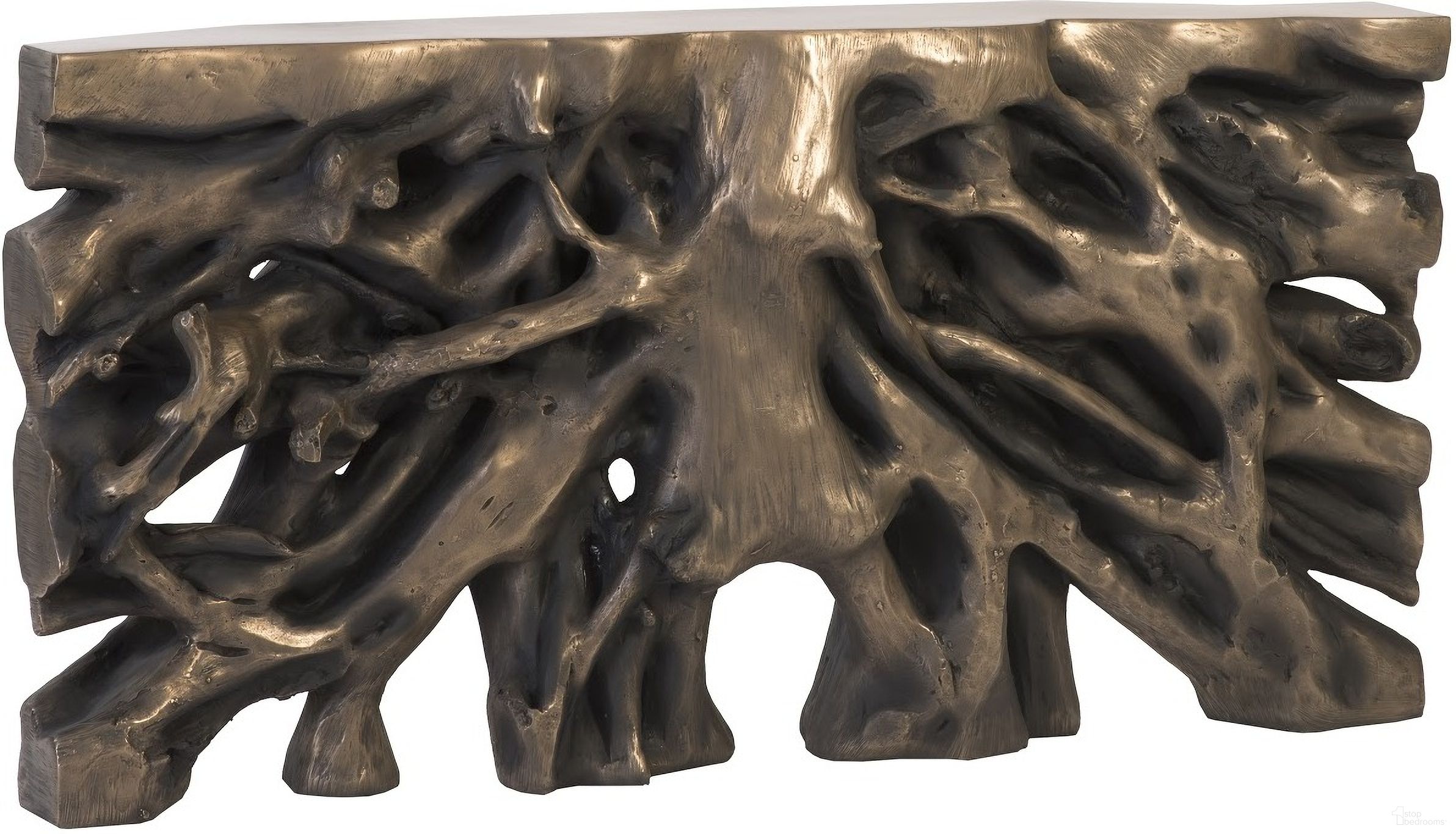 The appearance of Square Root Console Table In Bronze designed by Phillips Collection in the modern / contemporary interior design. This bronze piece of furniture was selected by 1StopBedrooms from to add a touch of cosiness and style into your home. Sku: PH79052. Material: Resin.