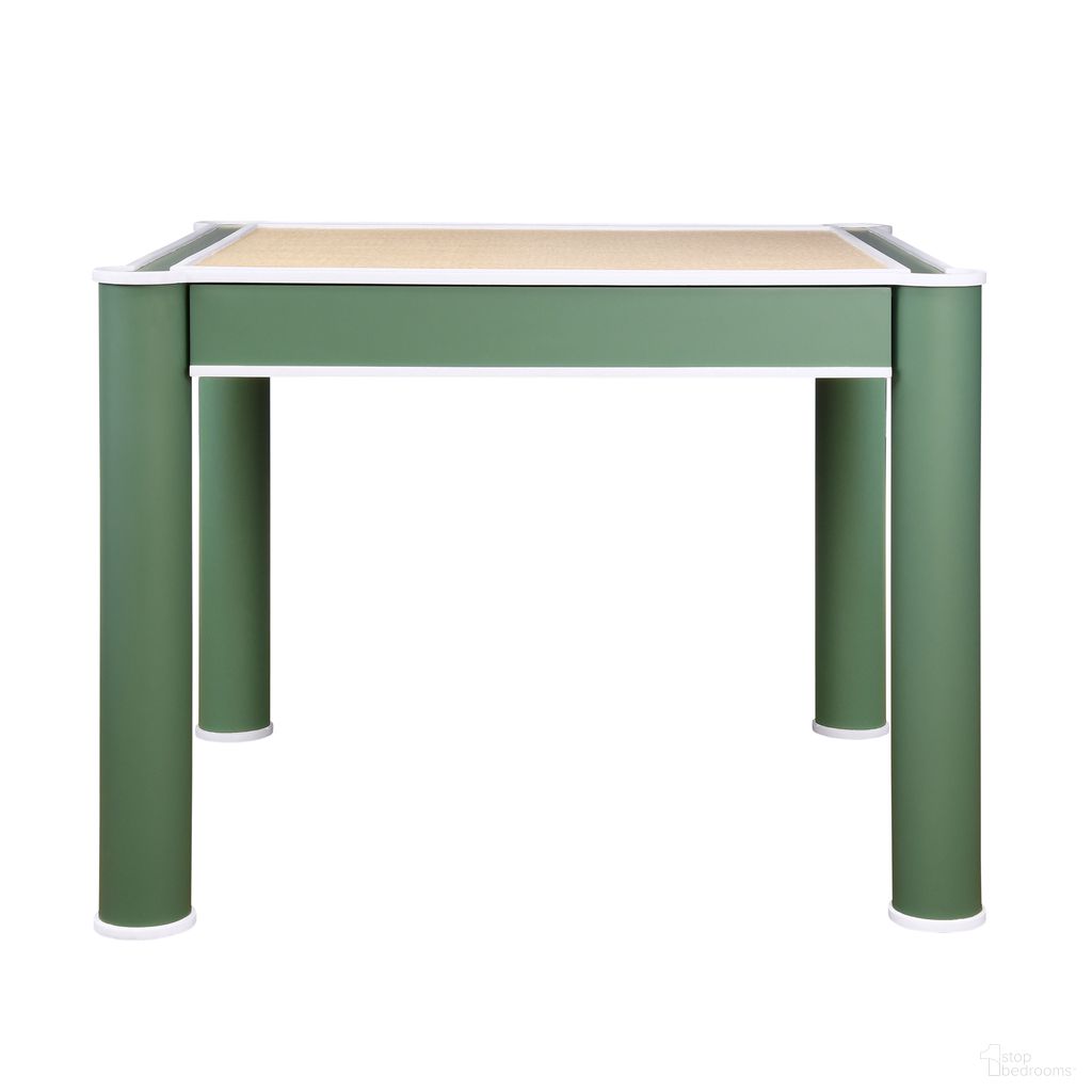Square Two Drawer Round Leg Game Table In Green