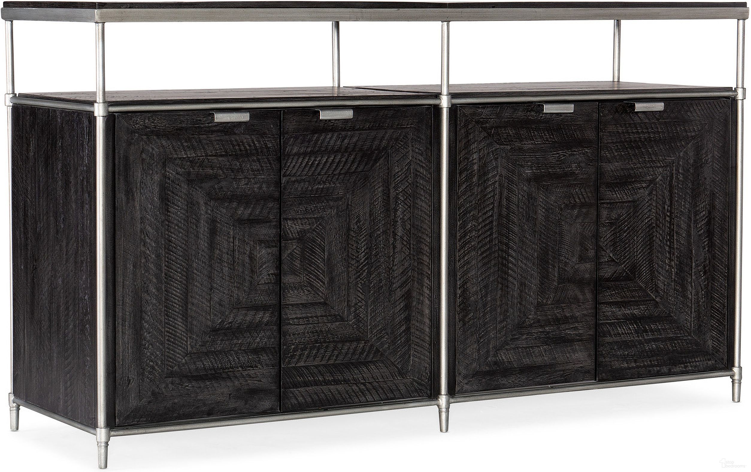The appearance of St. Armand Entertainment Console In Black designed by Hooker in the transitional interior design. This black piece of furniture  was selected by 1StopBedrooms from Saint Armand Collection to add a touch of cosiness and style into your home. Sku: 5601-55460-BLK. Material: Acacia.