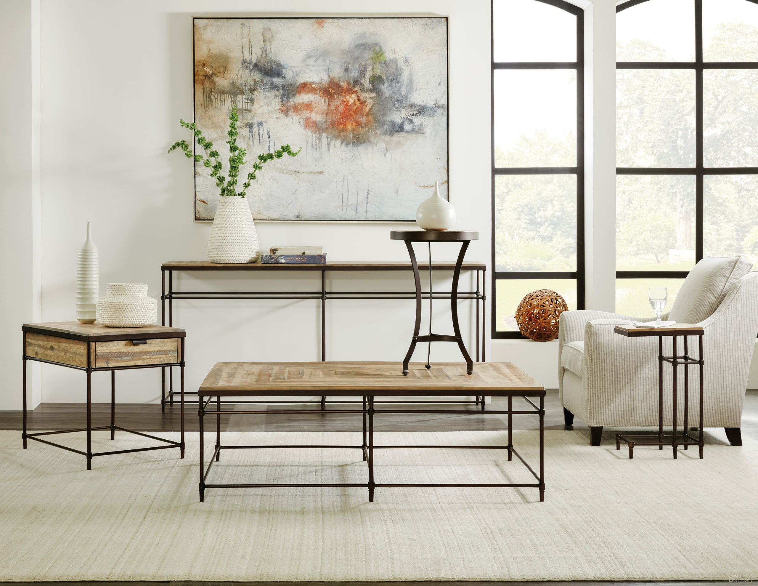 Commerce and Market St. Armand Light Natural And Antique Bronze Rectangular Occasional Table Set