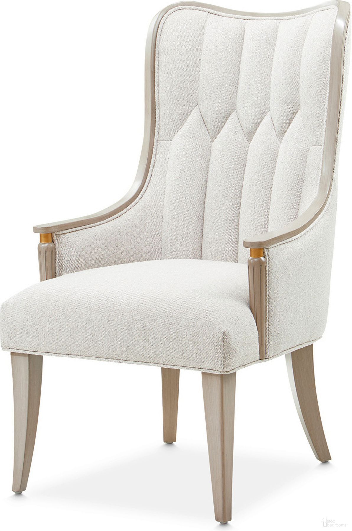 The appearance of St. Charles Dining Arm Chair Set of 2 In Dove Gray designed by Michael Amini in the transitional interior design. This dove gray piece of furniture  was selected by 1StopBedrooms from St. Charles Collection to add a touch of cosiness and style into your home. Sku: 9088004-803. Material: Rubberwood. Chair Type: Arm Chair.