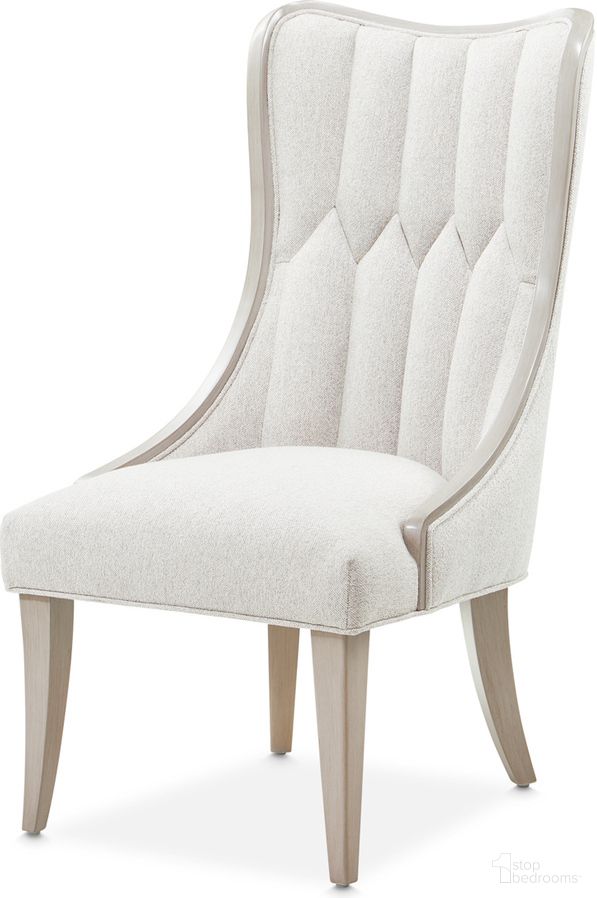 The appearance of St. Charles Dining Side Chair Set of 2 In Dove Gray designed by Michael Amini in the transitional interior design. This dove gray piece of furniture  was selected by 1StopBedrooms from St. Charles Collection to add a touch of cosiness and style into your home. Sku: 9088003-803. Material: Rubberwood. Chair Type: Side Chair.