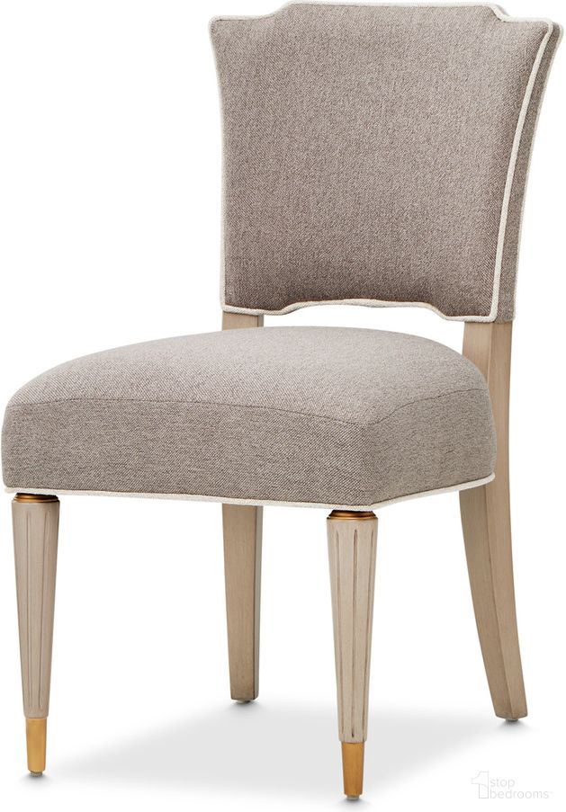 The appearance of St. Charles Vanity Chair In Dove Gray designed by Michael Amini in the transitional interior design. This dove gray piece of furniture was selected by 1StopBedrooms from St. Charles Collection to add a touch of cosiness and style into your home. Sku: 9088244-803. Material: Rubberwood.