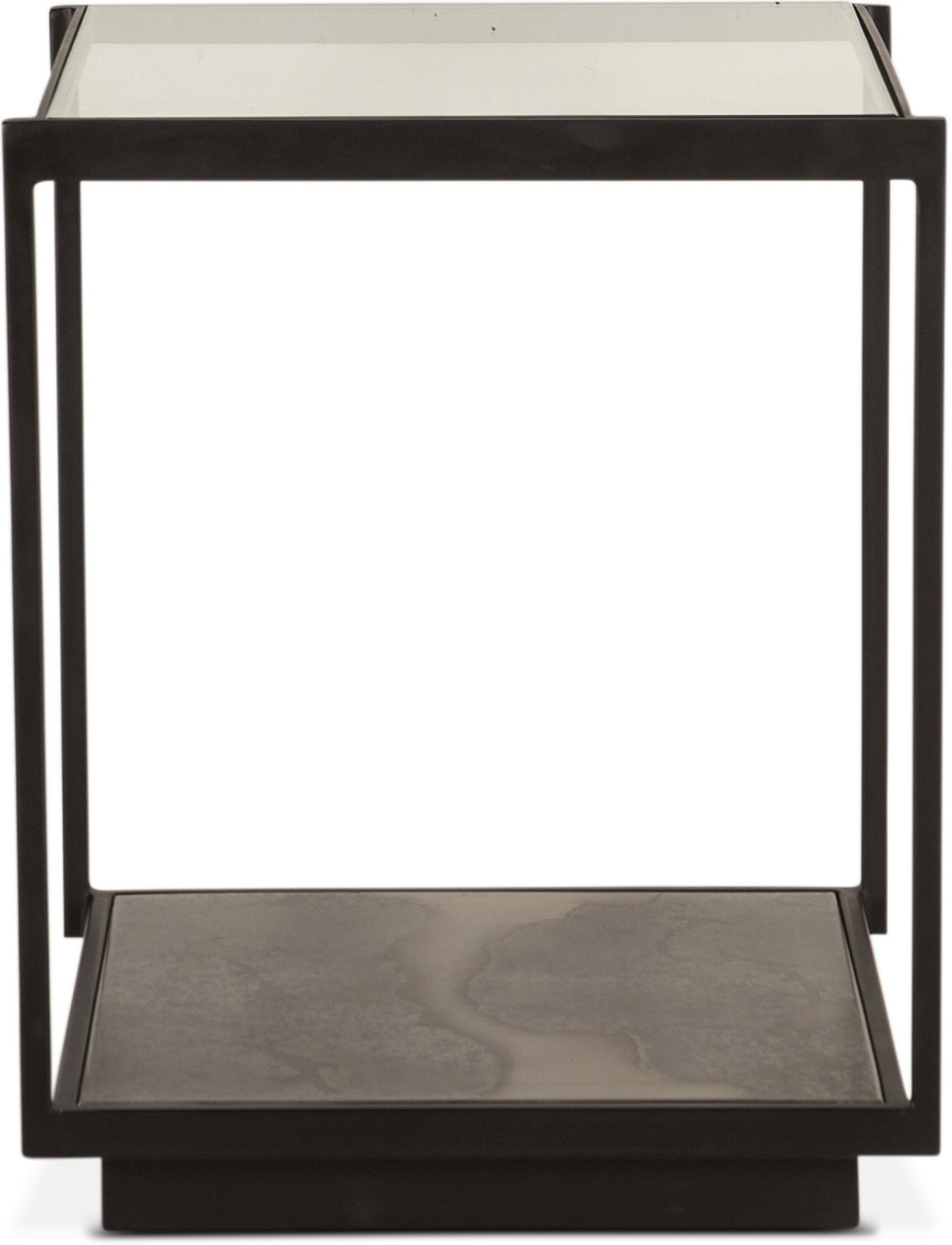 St George Inch Side Table With Glass Top In Oxidized Black By Home Trends And Design