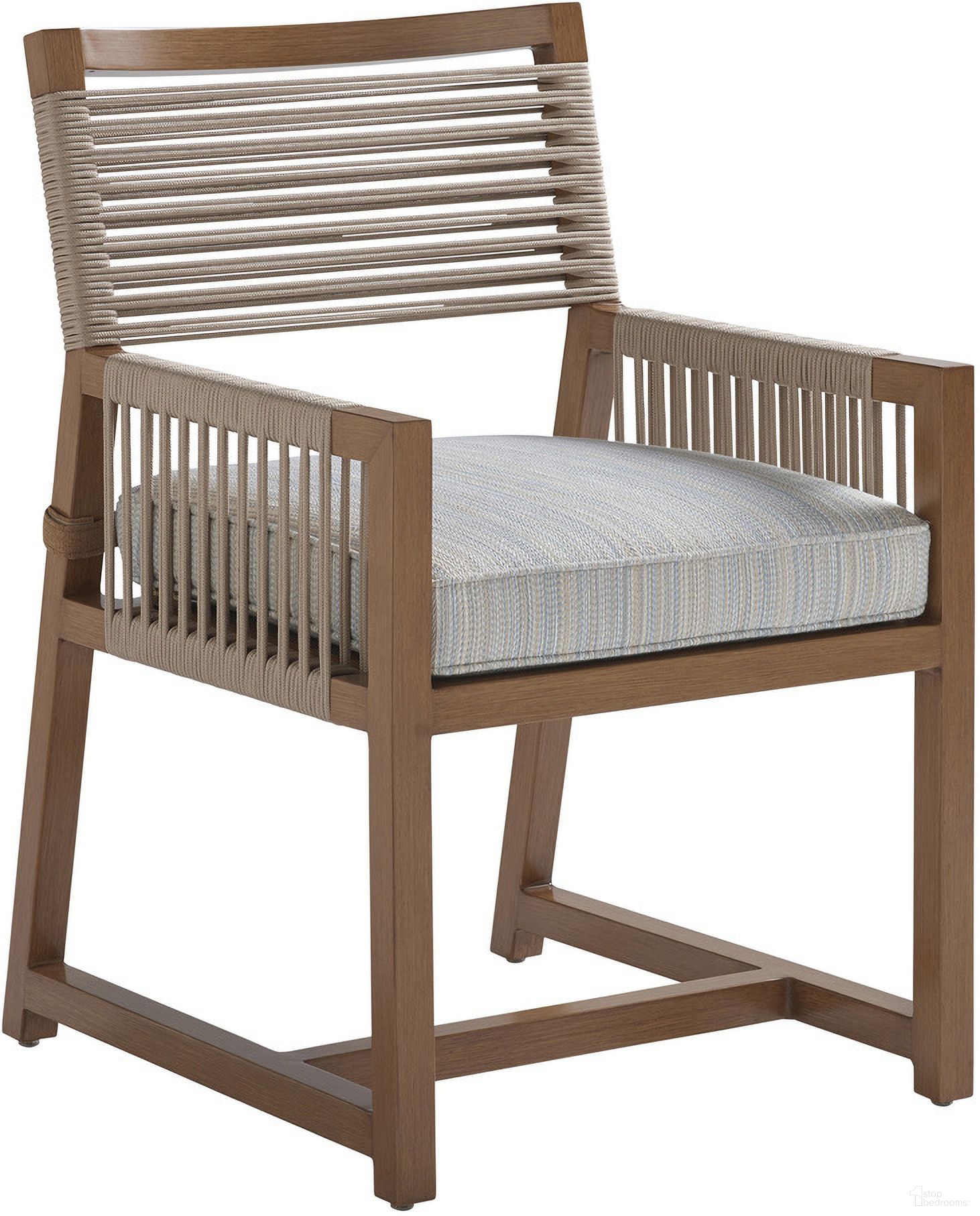 The appearance of St Tropez Arm Dining Chair 01-3925-13-41 designed by Tommy Bahama in the modern / contemporary interior design. This piece of furniture was selected by 1StopBedrooms from St Tropez Collection to add a touch of cosiness and style into your home. Sku: 3925-13-41. Material: Aluminum. Chair Type: Arm Chair.