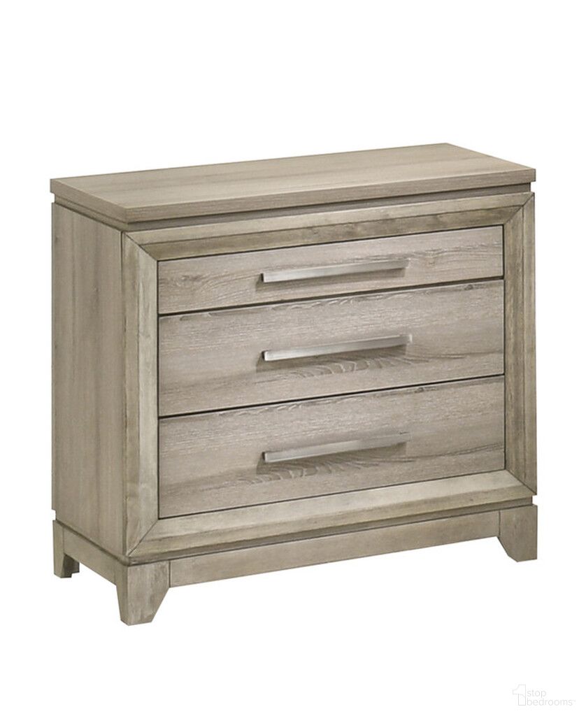 Stacy 3-Drawers Nightstand In Weathered Greige