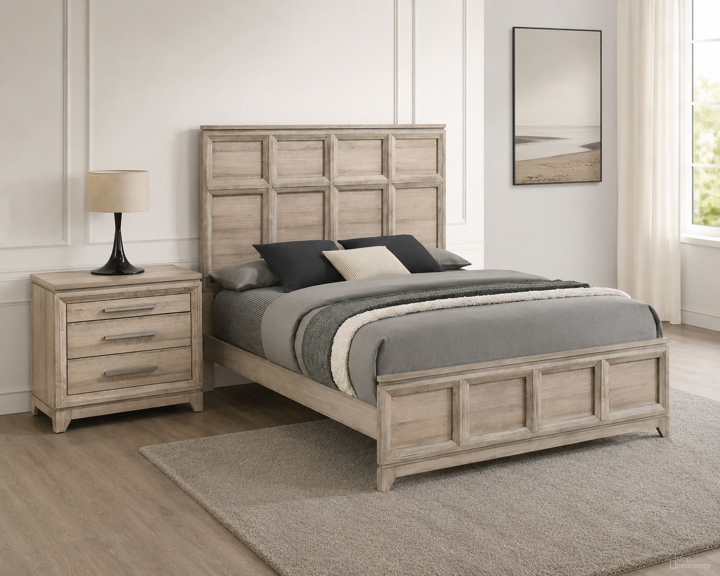 Stacy Panel Bedroom Set In Weathered Greige
