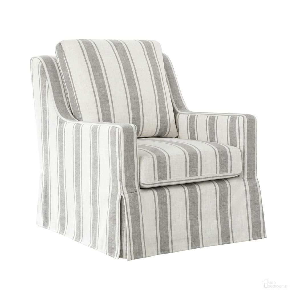 The appearance of Stan Swivel Chair In Strip designed by Karat Home in the modern / contemporary interior design. This strip piece of furniture  was selected by 1StopBedrooms from Stan Collection to add a touch of cosiness and style into your home. Sku: CHDM1114-STR. Material: Geometry Look Fabric.