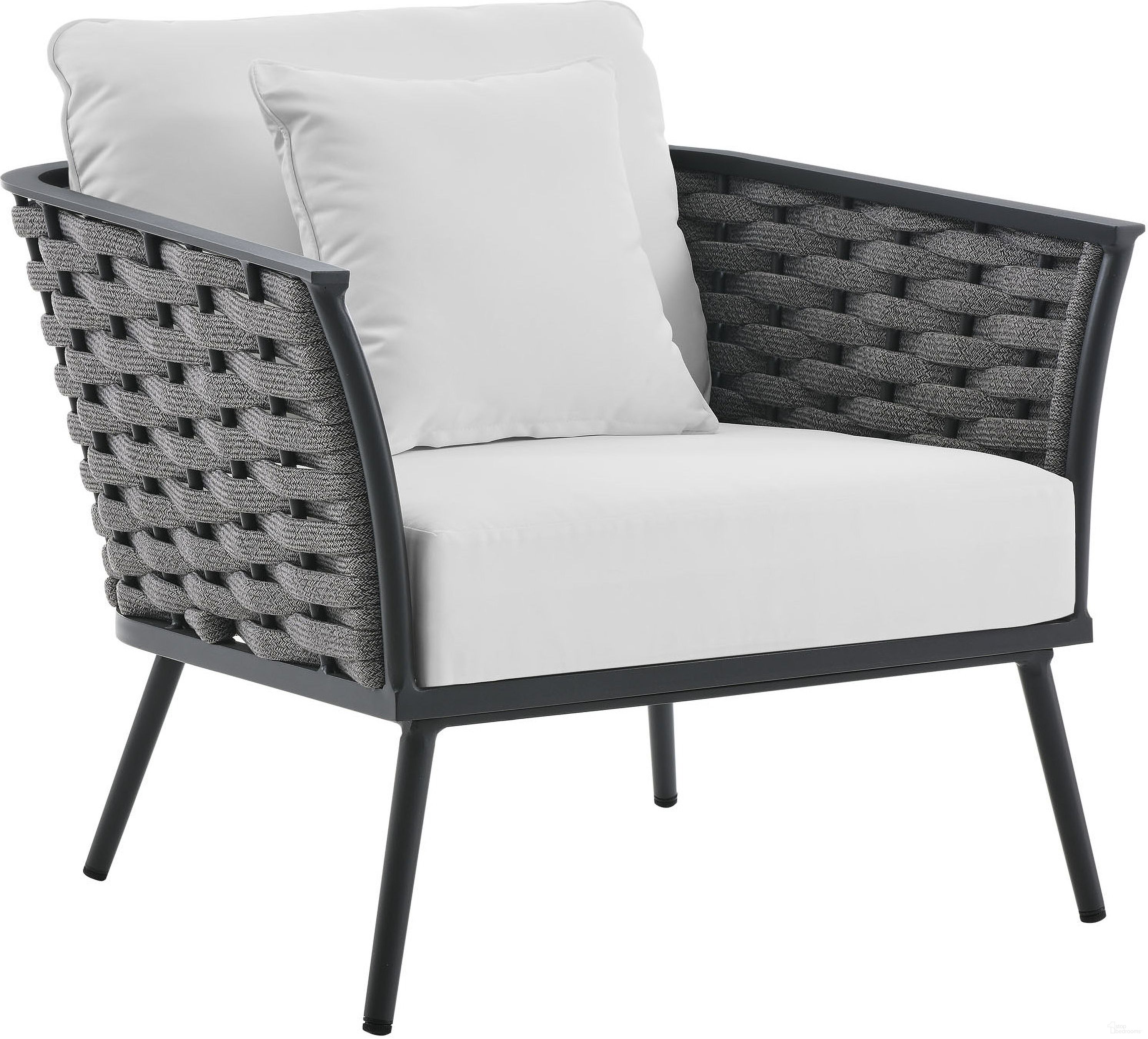 The appearance of Stance Outdoor Patio Aluminum Arm Chair In White And Grey designed by Modway in the modern / contemporary interior design. This white and grey piece of furniture was selected by 1StopBedrooms from Stance Collection to add a touch of cosiness and style into your home. Sku: EEI-3054-GRY-WHI. Material: Aluminum.