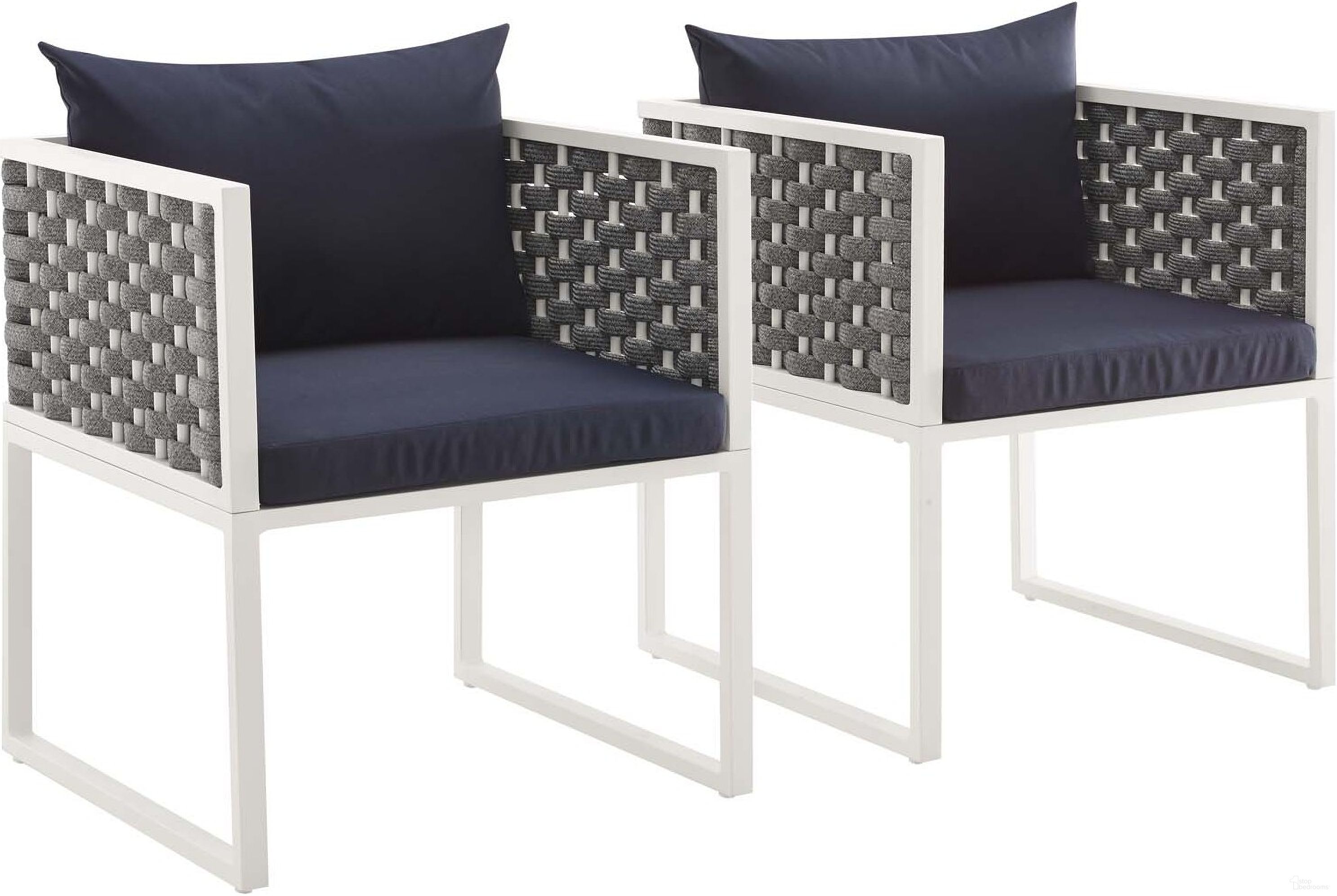 The appearance of Stance White Navy Dining Arm Chair Outdoor Patio Aluminum Set of 2 designed by Modway in the modern / contemporary interior design. This white navy piece of furniture was selected by 1StopBedrooms from Stance Collection to add a touch of cosiness and style into your home. Sku: EEI-3053-WHI-NAV;EEI-3053-WHI-NAV. Material: Aluminum.