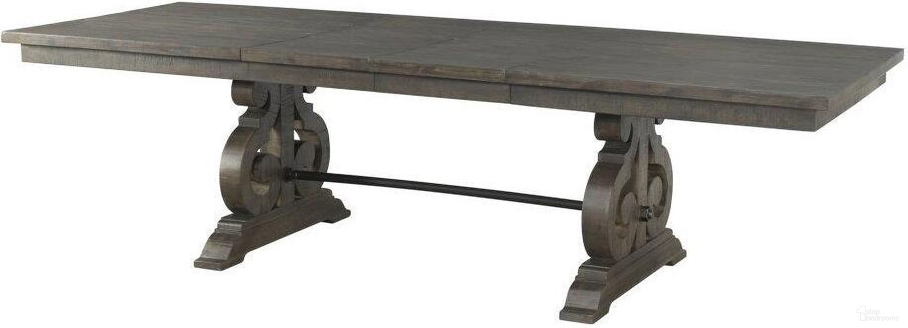 The appearance of Stanford Smokey Walnut Extendable Rectangular Dining Table designed by Picket House in the transitional interior design. This brown piece of furniture  was selected by 1StopBedrooms from Stanford Collection to add a touch of cosiness and style into your home. Sku: DST100DTO;DST100DB. Table Base Style: Trestle. Material: Wood. Table Top Shape: Rectangular. Size: 42" x 76".