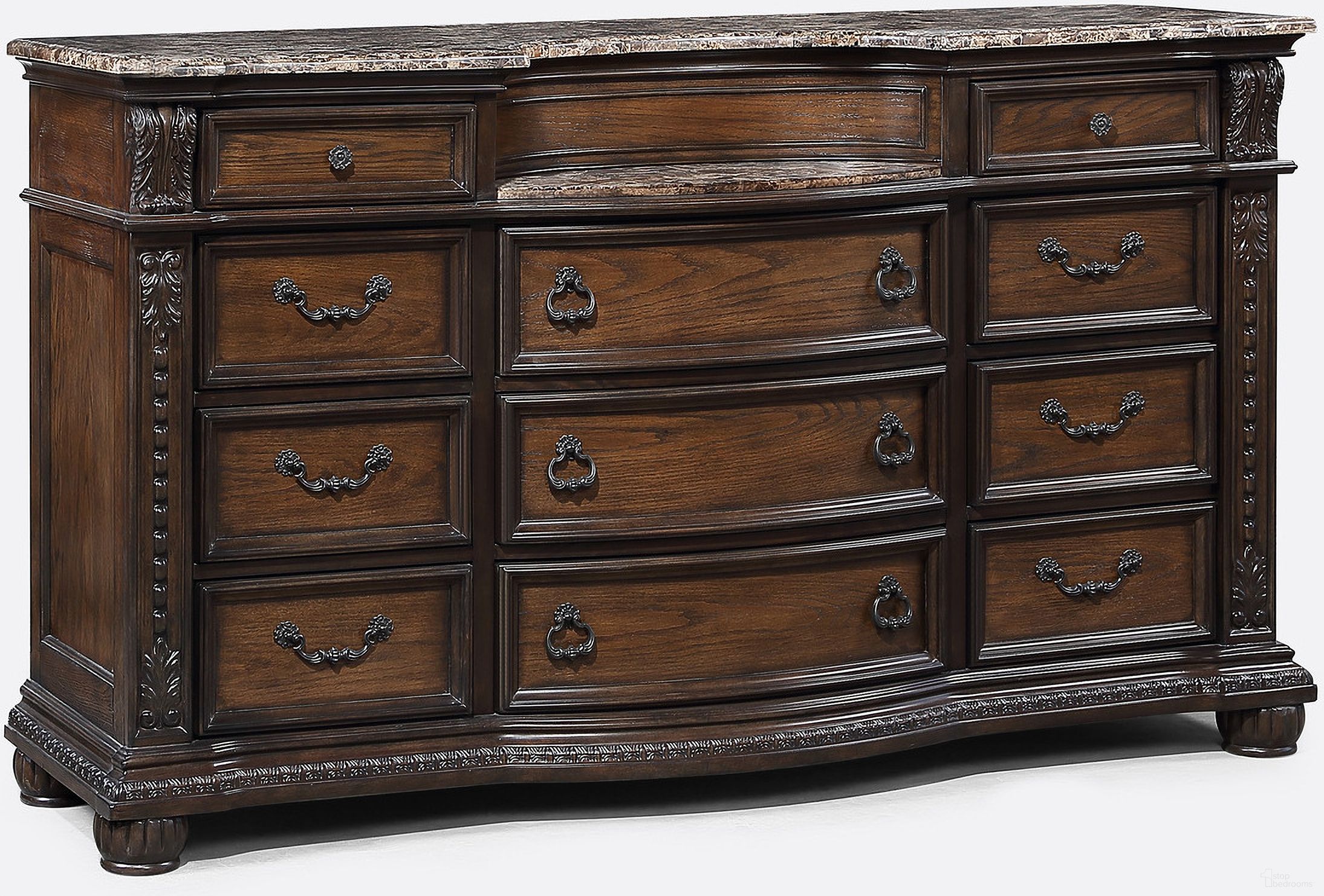 The appearance of Stanley Dresser In Coffee Brown designed by Crown Mark in the traditional interior design. This coffee brown piece of furniture  was selected by 1StopBedrooms from Stanley Collection to add a touch of cosiness and style into your home. Sku: B1610-1. Material: Wood.