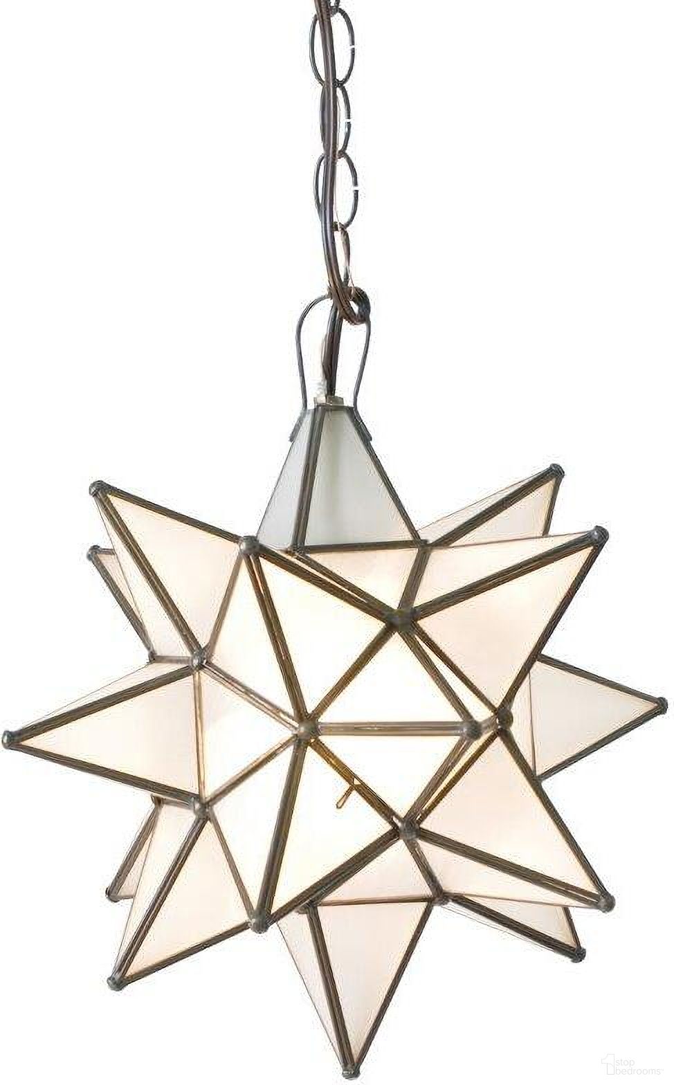 Star Antique Brass Medium Frosted Chandelier