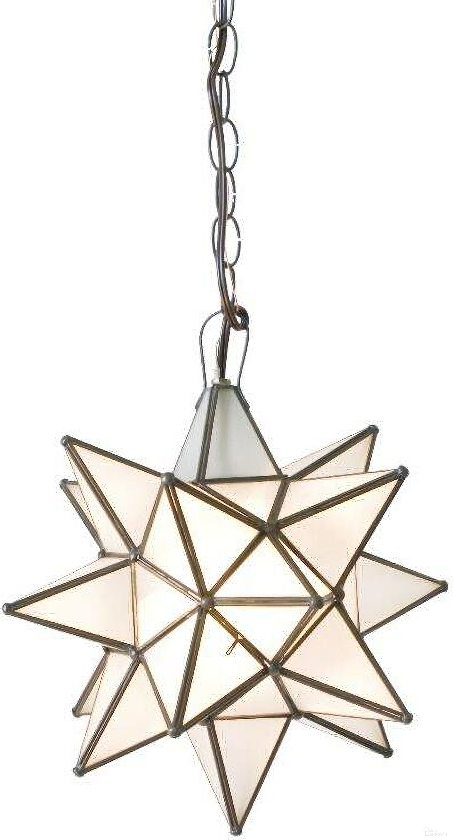 Star Antique Brass Small Frosted Chandelier