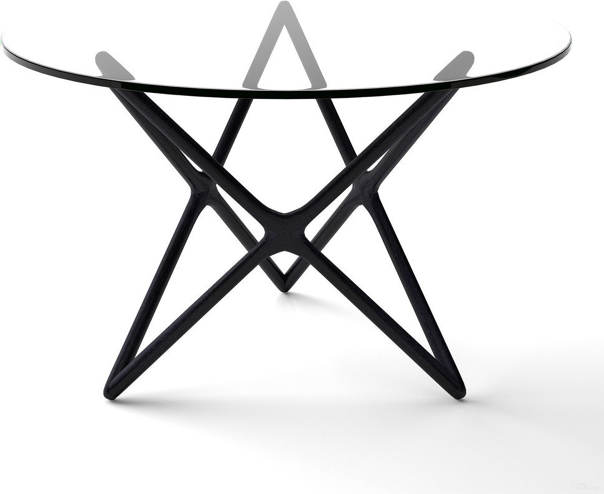 The appearance of Star Triple X Dining Table In Black designed by Aeon in the modern / contemporary interior design. This black piece of furniture  was selected by 1StopBedrooms from Starlight Collection to add a touch of cosiness and style into your home. Sku: SD15221C-48-GlassTop Box 1;SD15221C-48-Black-Box 2. Table Base Style: Pedestal. Table Top Shape: Round. Material: Wood. Size: 48".