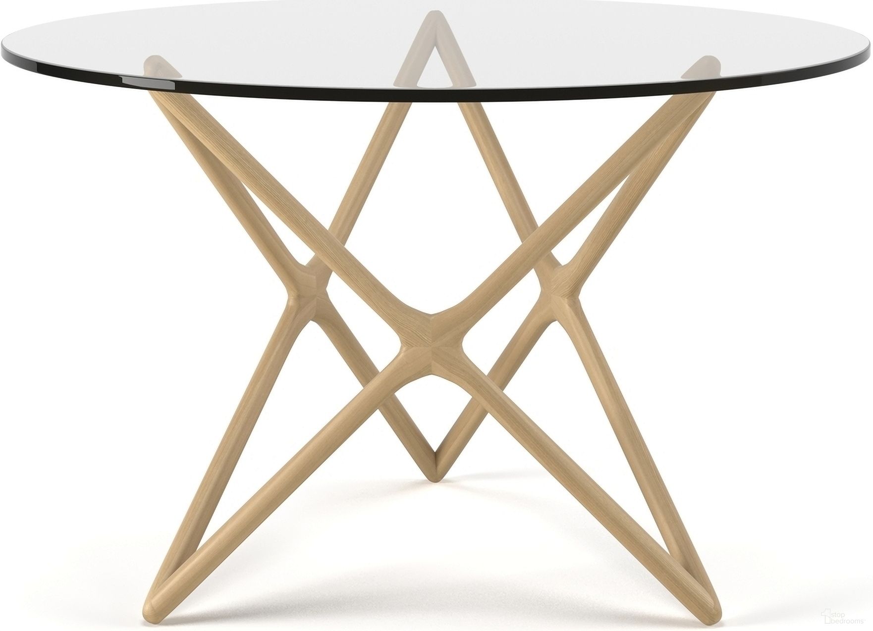 The appearance of Star Triple X Dining Table In Natural designed by Aeon in the modern / contemporary interior design. This natural piece of furniture  was selected by 1StopBedrooms from Starlight Collection to add a touch of cosiness and style into your home. Sku: SD15221C-48-GlassTop Box 1;SD15221C-48-NatAsh-Base-Box 2. Table Base Style: Pedestal. Table Top Shape: Round. Material: Wood. Size: 48".