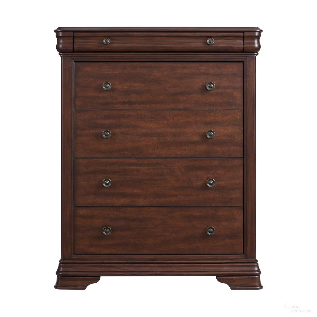 The appearance of Stark 5-Drawer Chest In Cherry designed by Picket House in the traditional interior design. This cherry piece of furniture was selected by 1StopBedrooms from Stark Collection to add a touch of cosiness and style into your home. Sku: B-5210-5-CH. Material: Birch.