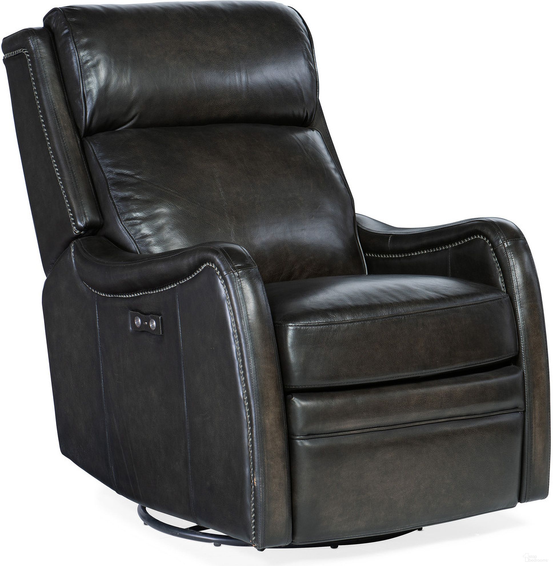 The appearance of RC Stark Brown Power Swivel Glider Recliner designed by Hooker in the transitional interior design. This dark brown piece of furniture was selected by 1StopBedrooms from RC Collection to add a touch of cosiness and style into your home. Sku: RC234-PSWGL-089. Material: Leather.
