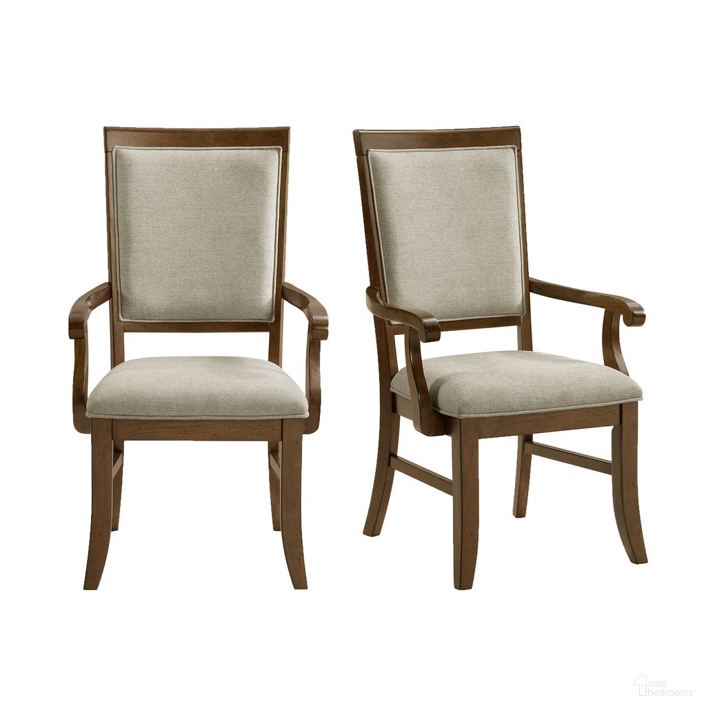 Stark Dining Arm Chair Set of 2 In Grey and Cherry