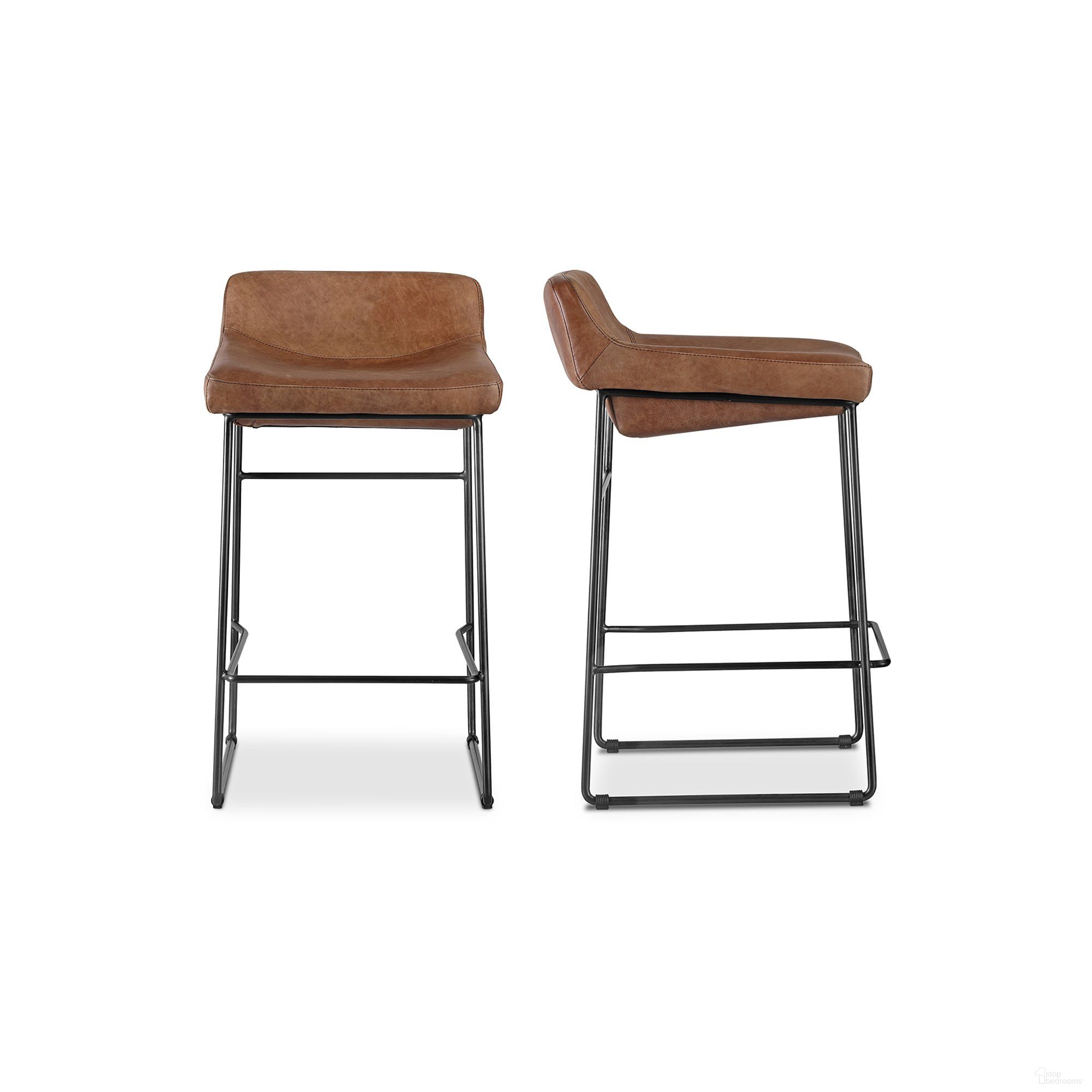 The appearance of Starlet Counterstool Cappuccino Set of 2 designed by Moes Home in the modern / contemporary interior design. This cappuccino piece of furniture  was selected by 1StopBedrooms from Starlet Collection to add a touch of cosiness and style into your home. Sku: PK-1106-14. Material: Leather.