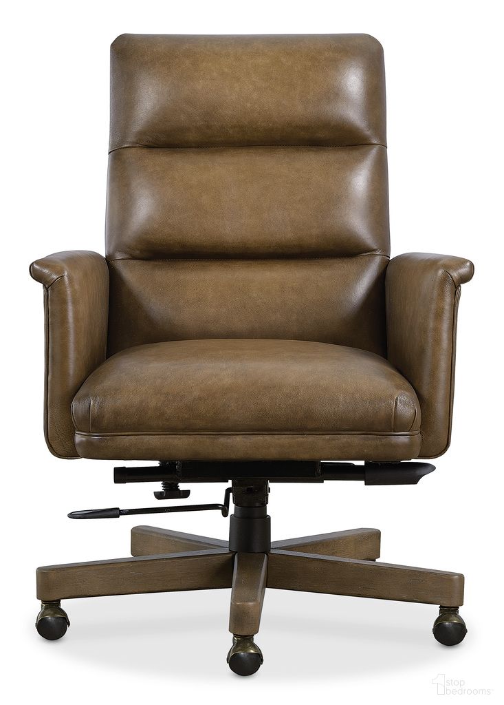 The appearance of Starling Executive Swivel Tilt Chair In Brown designed by Hooker in the transitional interior design. This brown piece of furniture was selected by 1StopBedrooms from EC Collection to add a touch of cosiness and style into your home. Sku: EC822-078. Material: Leather.