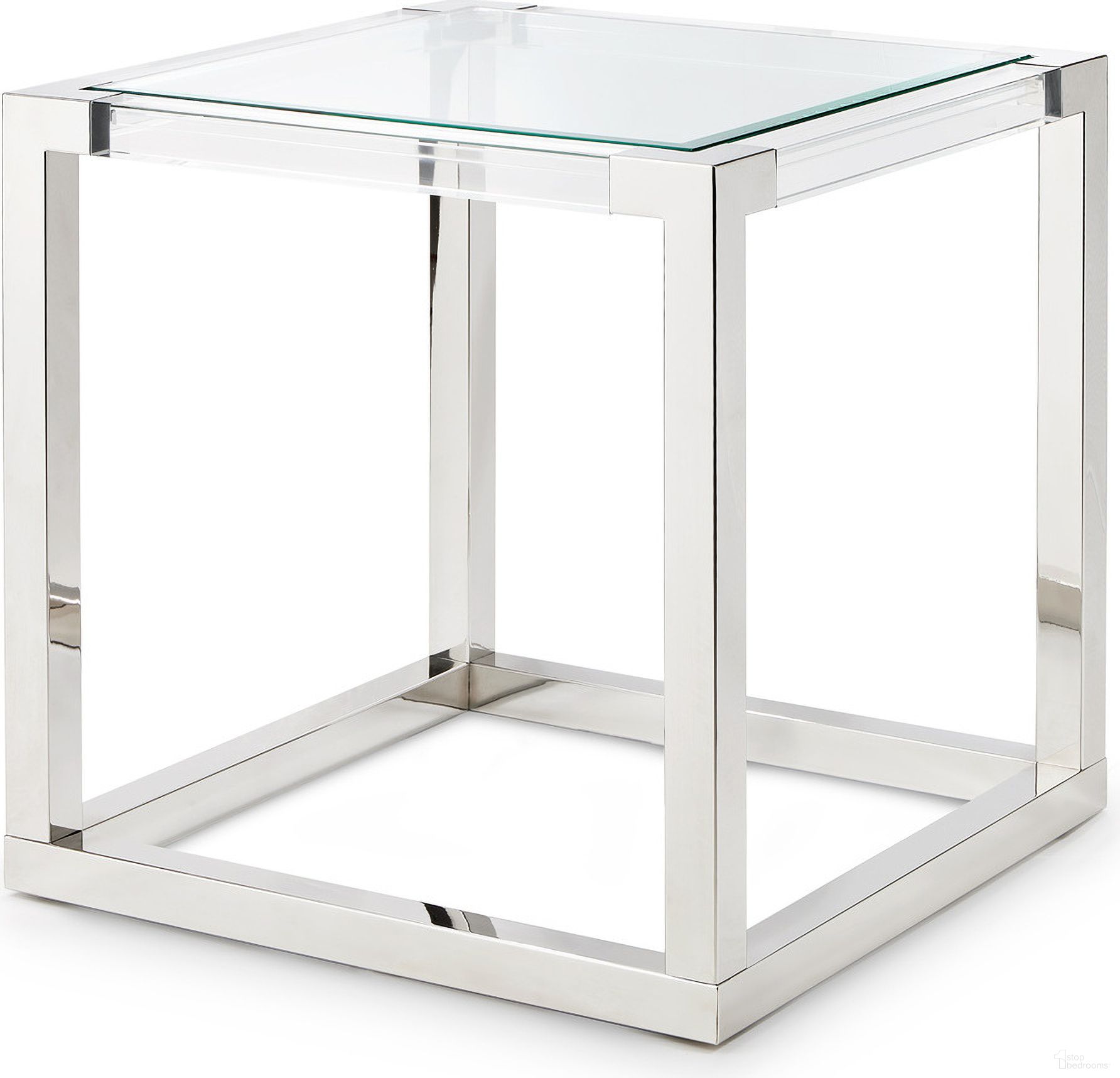 The appearance of State St. Stainless Steel End Table designed by Michael Amini in the modern / contemporary interior design. This stainless steel piece of furniture  was selected by 1StopBedrooms from State St. Collection to add a touch of cosiness and style into your home. Sku: N9016302SB-13;N9016302T-000. Material: Stainless Steel.