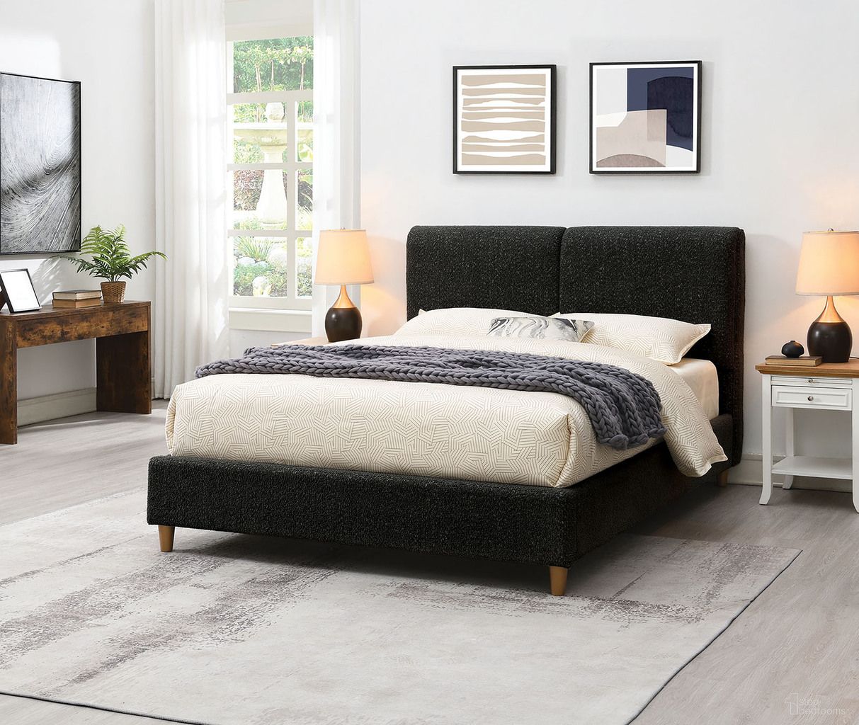 The appearance of Stavern Full Bed In Black designed by Furniture of America in the modern / contemporary interior design. This black piece of furniture was selected by 1StopBedrooms from Stavern Collection to add a touch of cosiness and style into your home. Sku: FM71000BK-F-FBR;FM71000BK-F-HB. Bed Type: Panel Bed. Bed Size: Full. Material: Boucle.