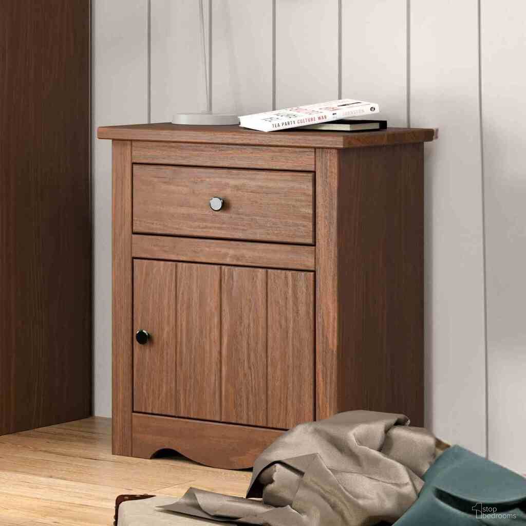 The appearance of Stavros Nightstand In Mahogany designed by Furniture of America in the rustic / southwestern interior design. This mahogany piece of furniture was selected by 1StopBedrooms from Stavros Collection to add a touch of cosiness and style into your home. Sku: AM7002MH-N. Material: Solid Wood.
